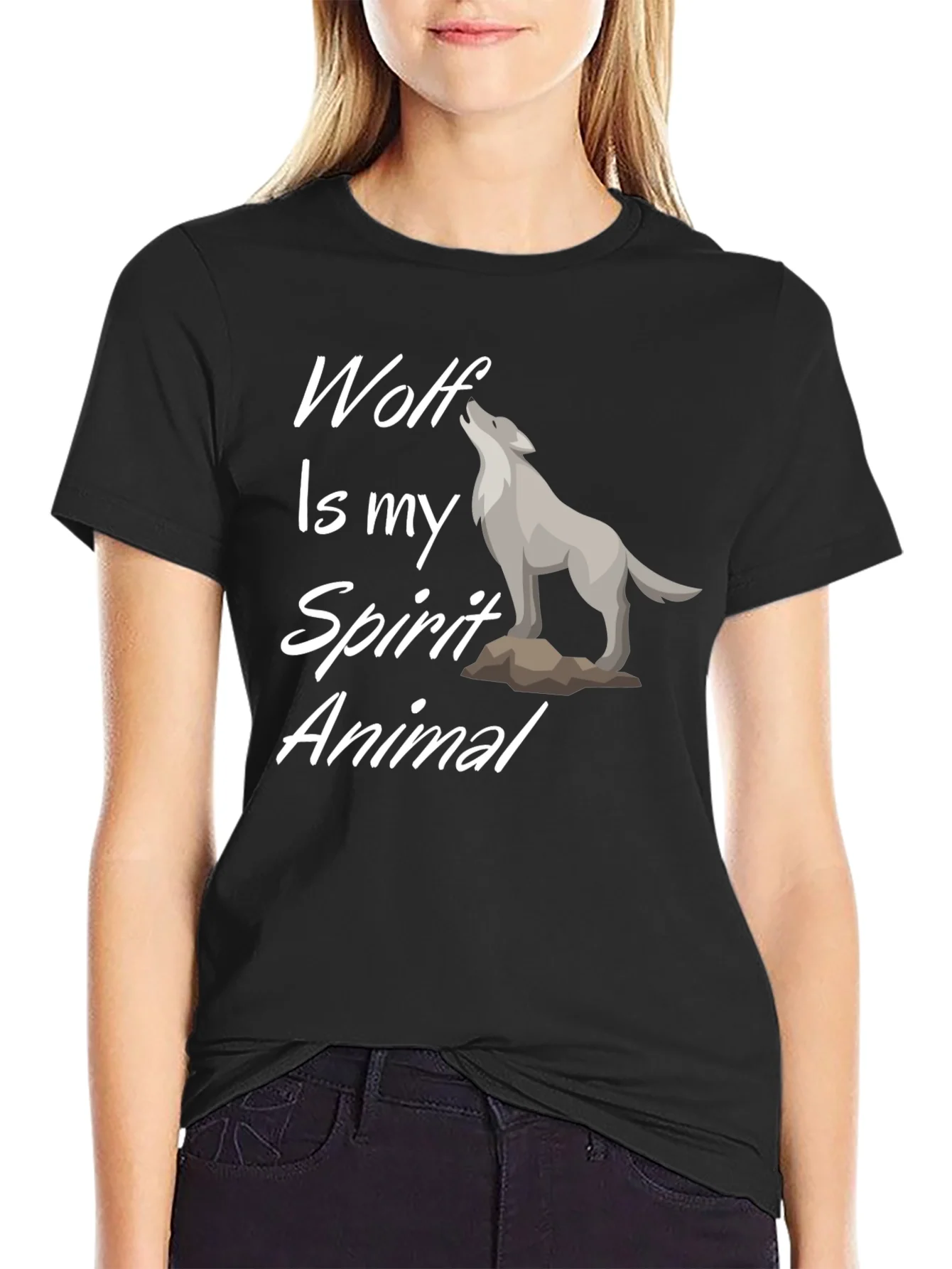 Camiseta Negra Wolf Is My Spirit Animal
