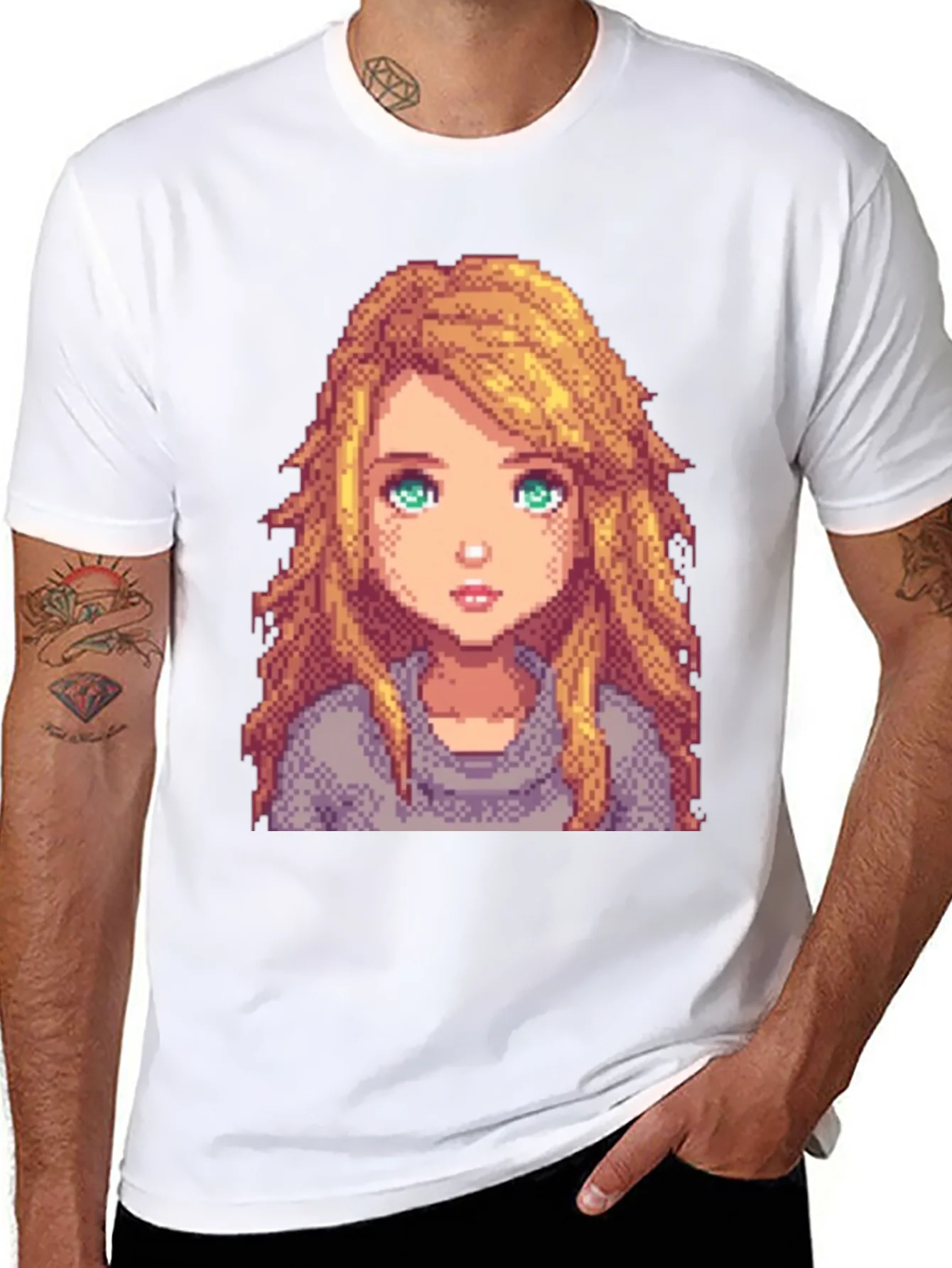 Rebbecca Pixel Art Girl Graphic T-Shirt