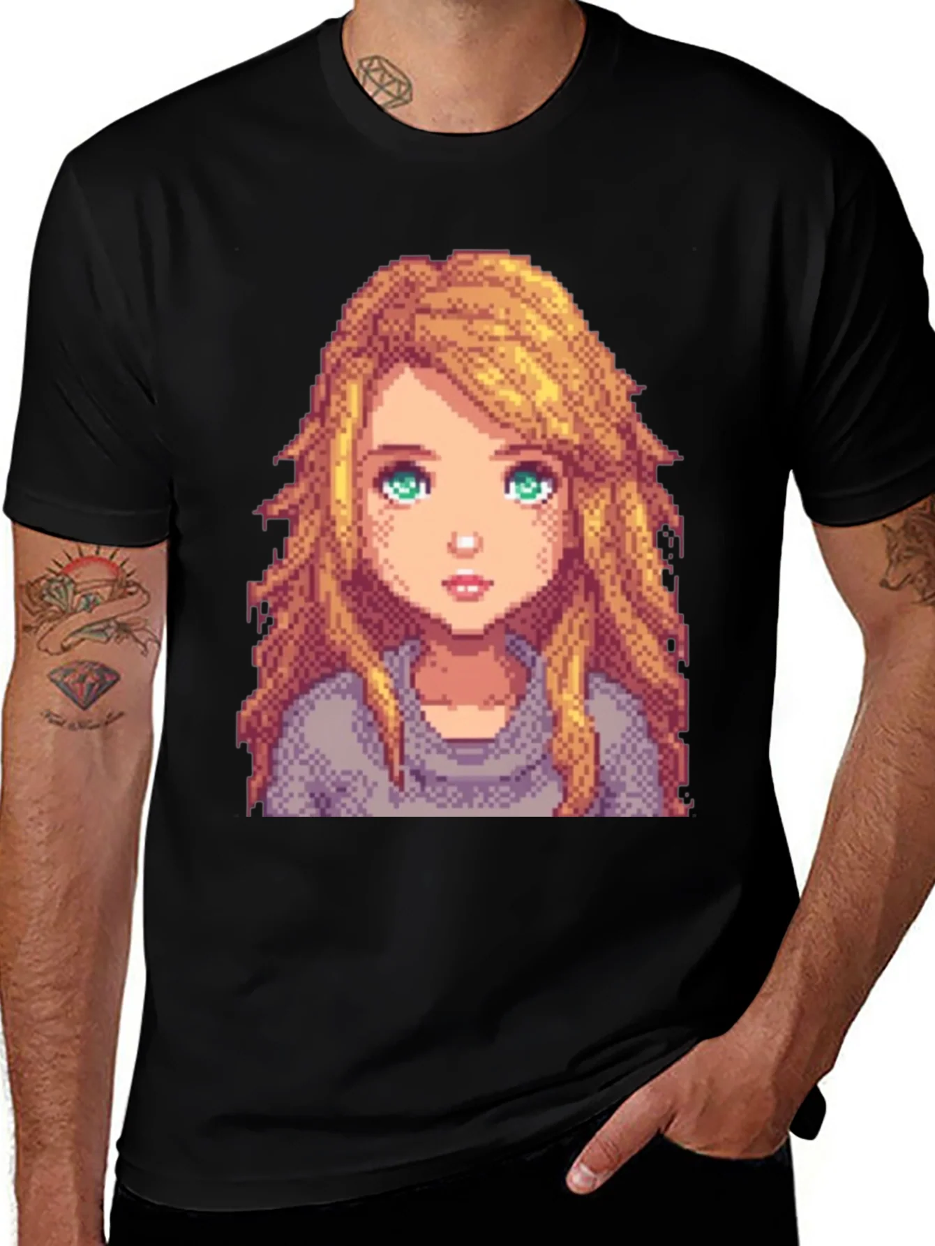 Rebbecca Pixel Art Girl Graphic T-Shirt