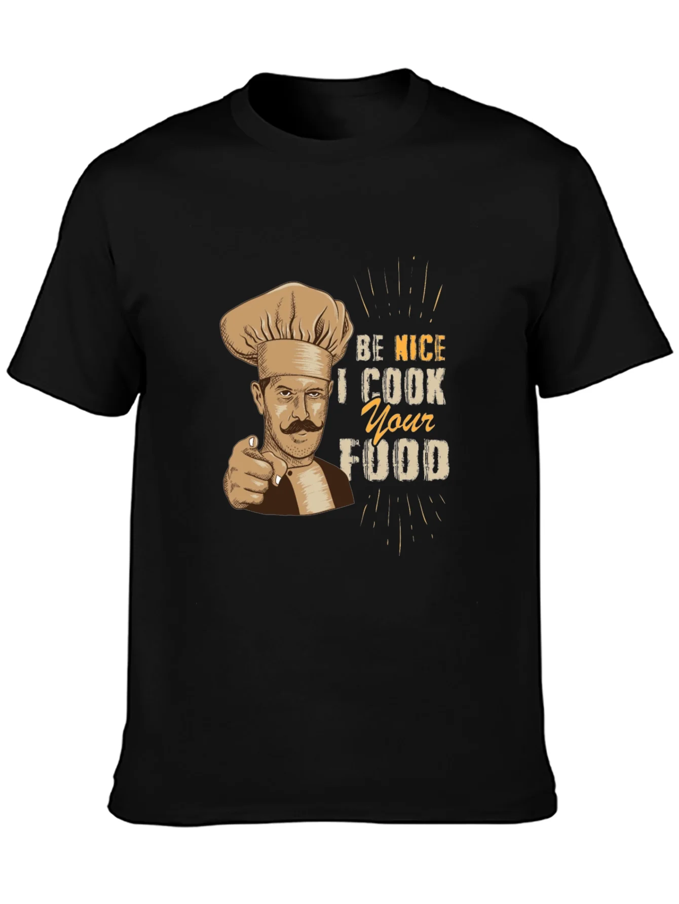 Camiseta Negra Hombre Chef: S¨¦ Amable Cocino tu Comida