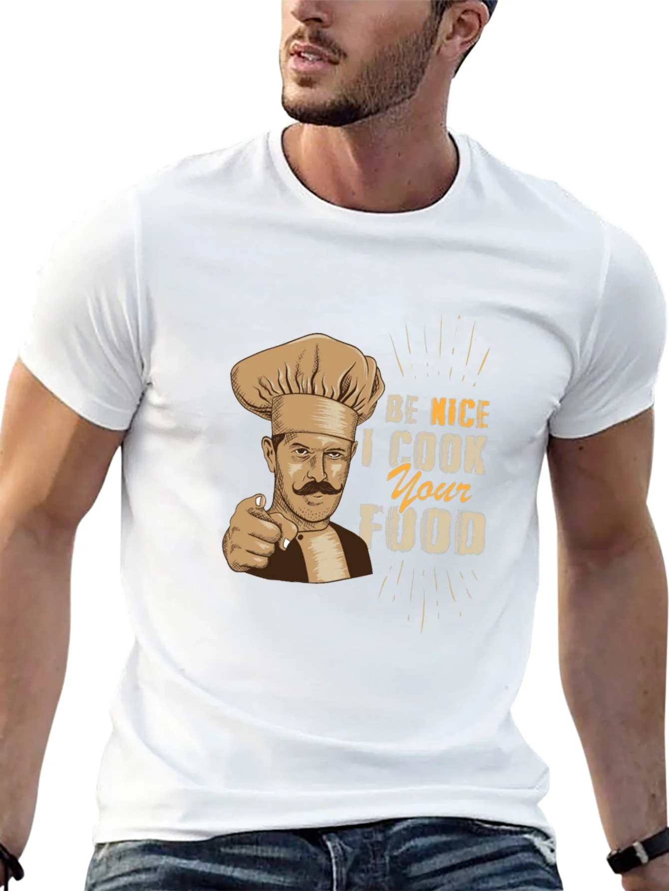 Camiseta Negra Hombre Chef: S¨¦ Amable Cocino tu Comida