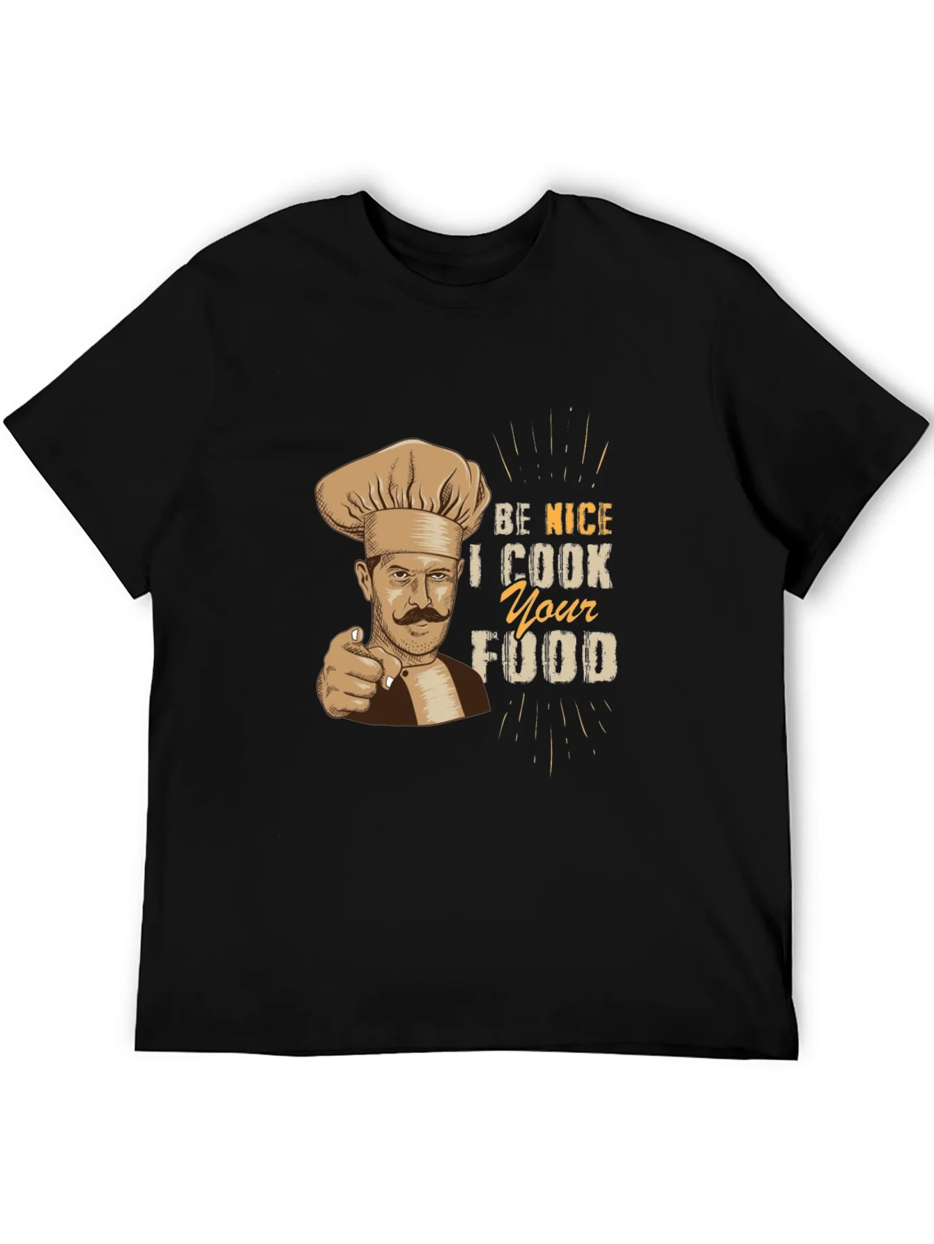 Camiseta Negra Hombre Chef: S¨¦ Amable Cocino tu Comida