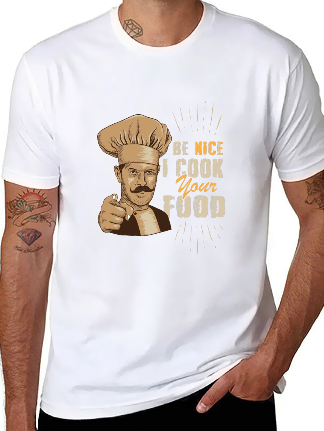 Camiseta Negra Hombre Chef: S¨¦ Amable Cocino tu Comida