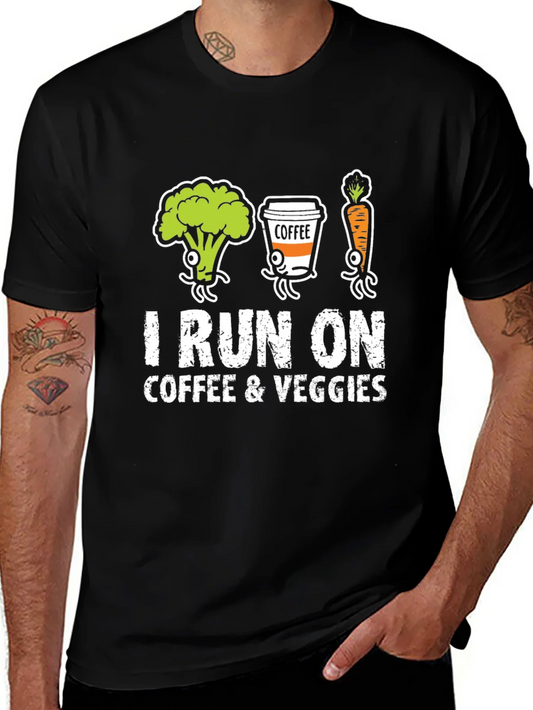 Rebbecca I Run on Coffee & Veggies Graphic T-Shirt
