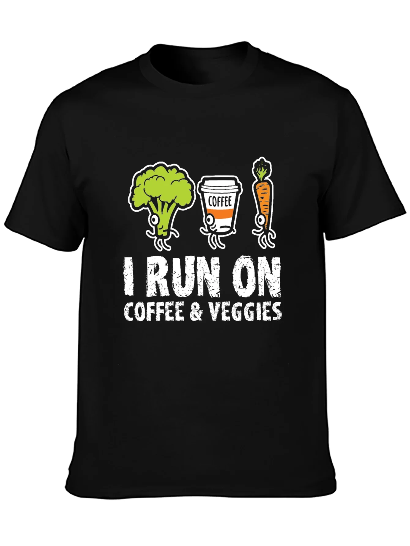 Rebbecca I Run on Coffee & Veggies Graphic T-Shirt