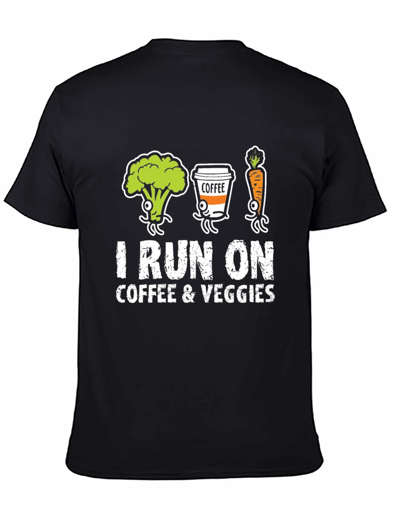 Rebbecca I Run on Coffee & Veggies Graphic T-Shirt