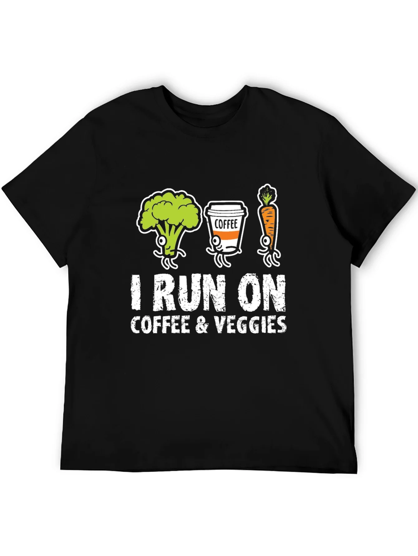 Rebbecca I Run on Coffee & Veggies Graphic T-Shirt