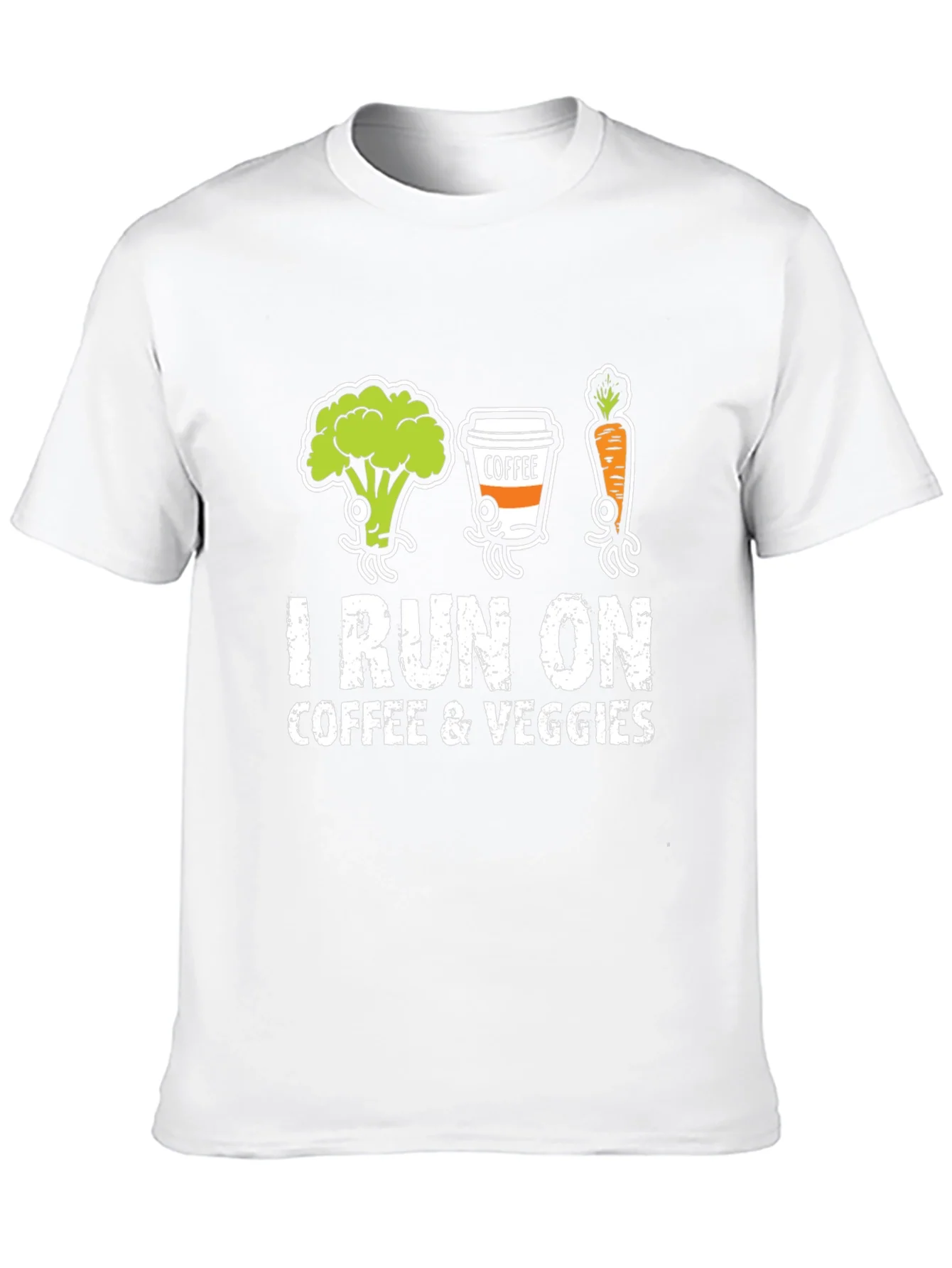 Rebbecca I Run on Coffee & Veggies Graphic T-Shirt