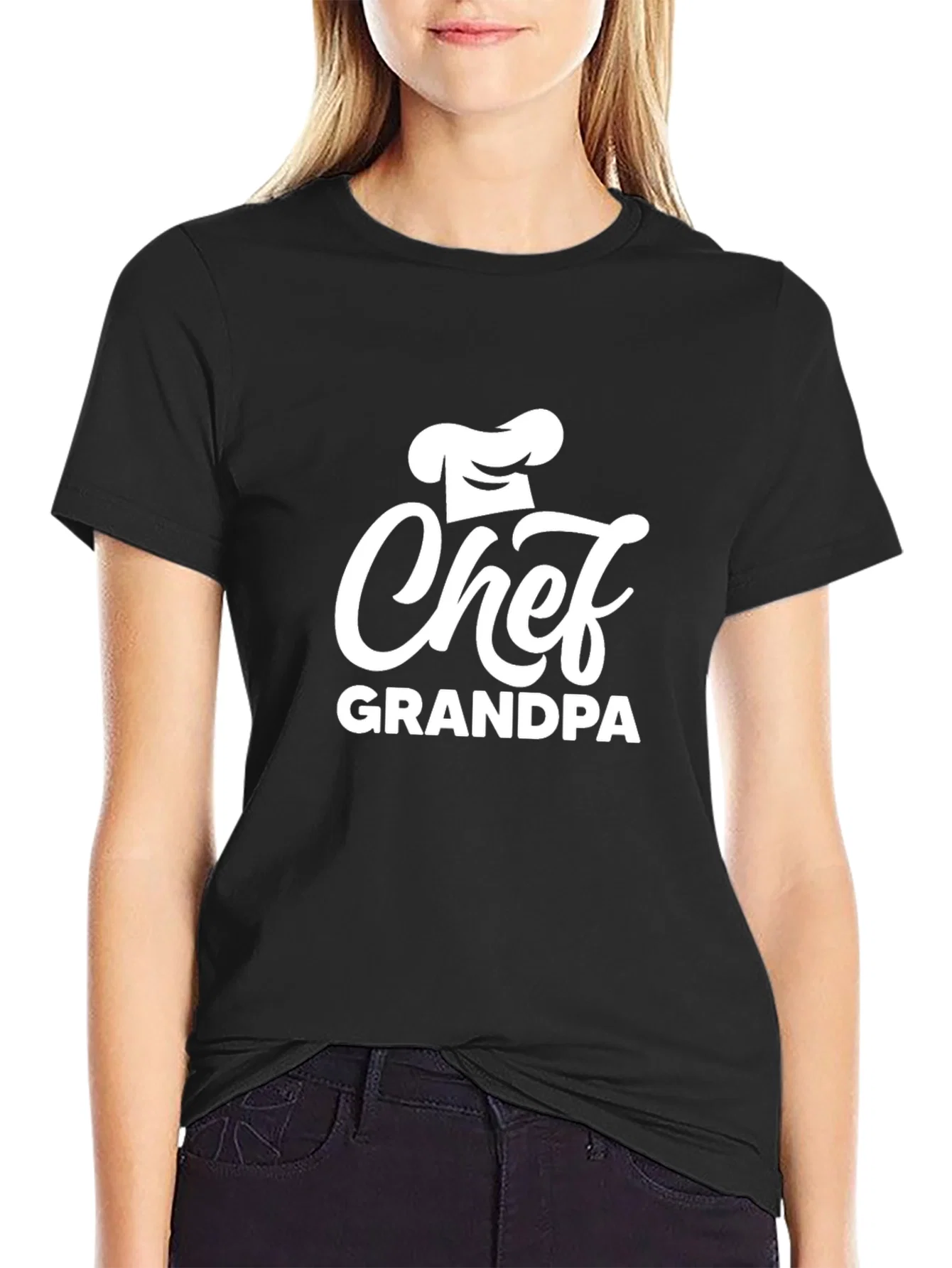 Rebbecca Chef Grandpa T-Shirt - Black Cotton Blend
