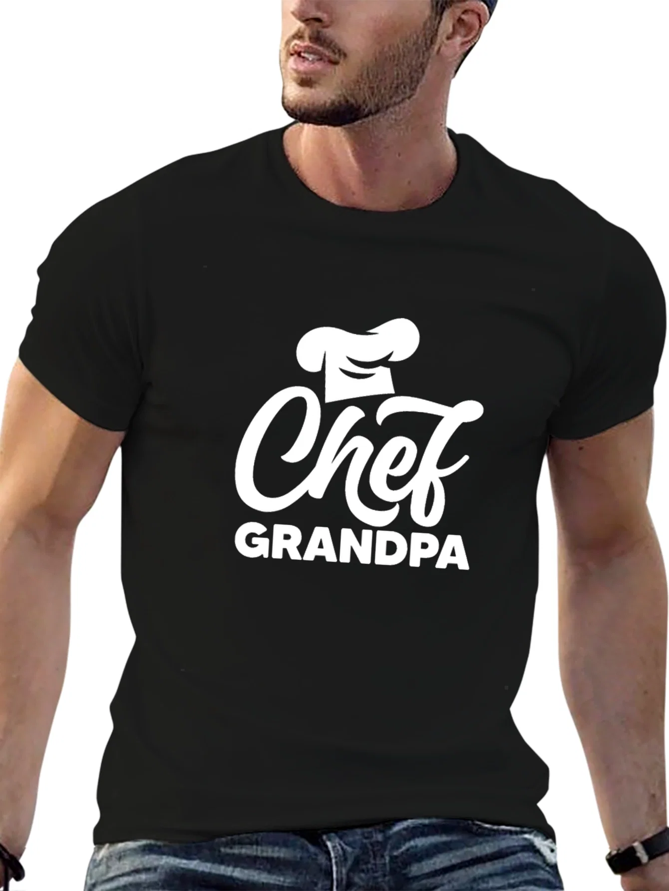 Rebbecca Chef Grandpa T-Shirt - Black Cotton Blend