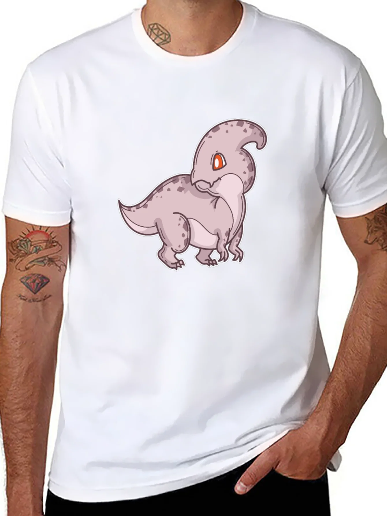 Camiseta Negra con Dise?o de Dinosaurio Parasaurolophus