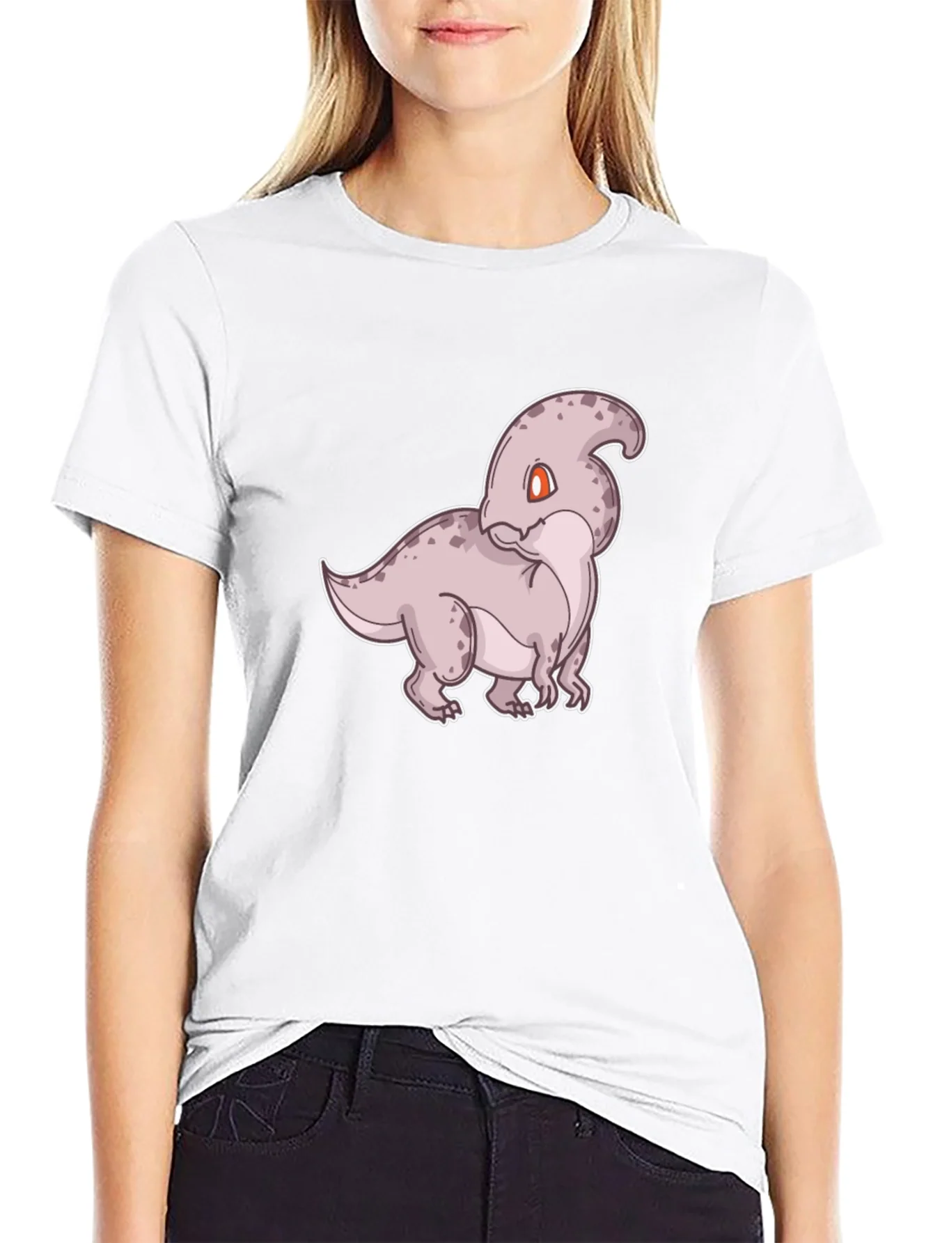 Camiseta Negra con Dise?o de Dinosaurio Parasaurolophus