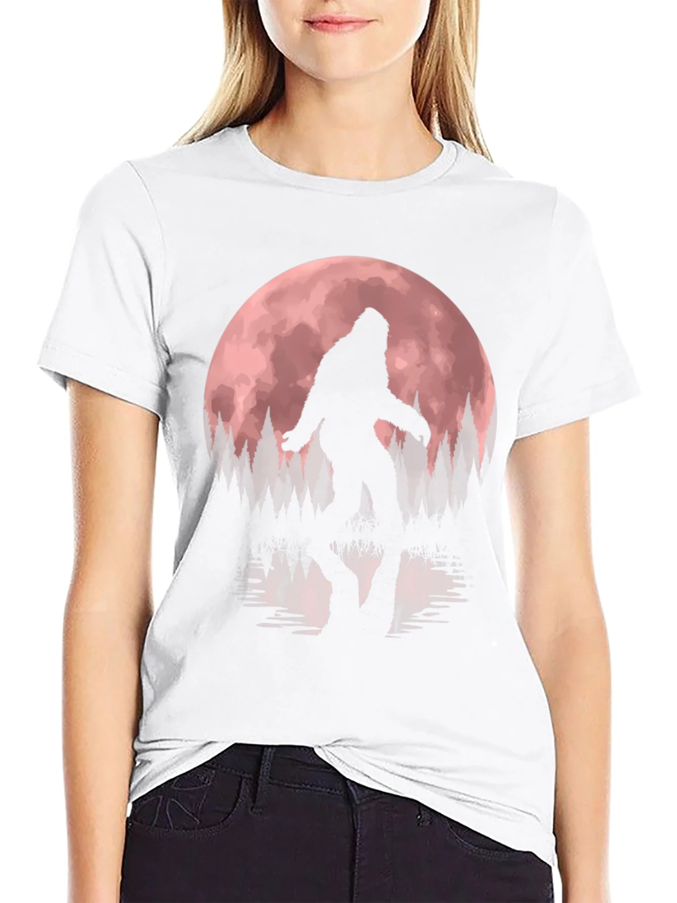 Rebbecca Bigfoot Moon Mens Black T-Shirt
