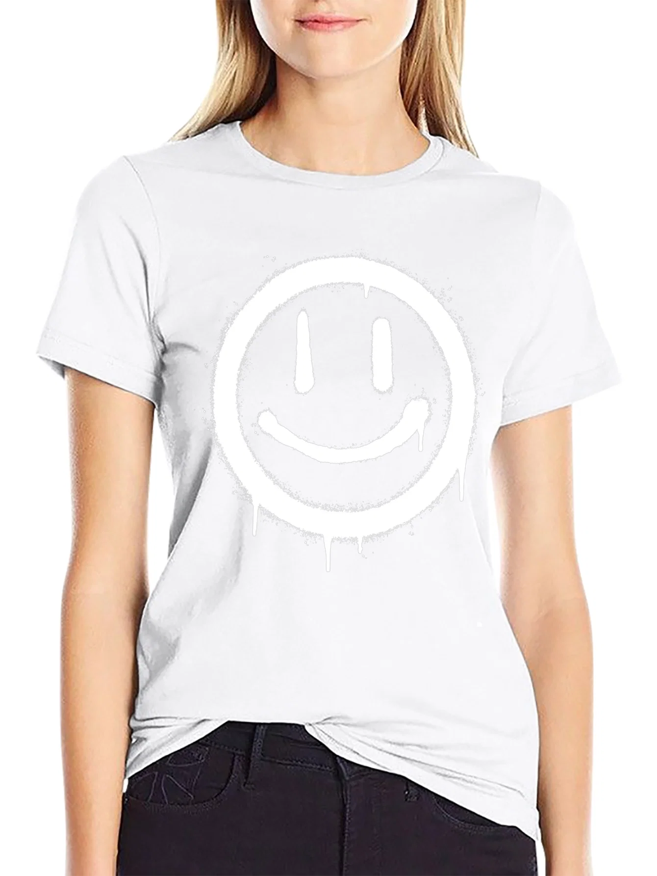 Rebbecca Smiley Face Graphic T-Shirt - Mens Black Tee