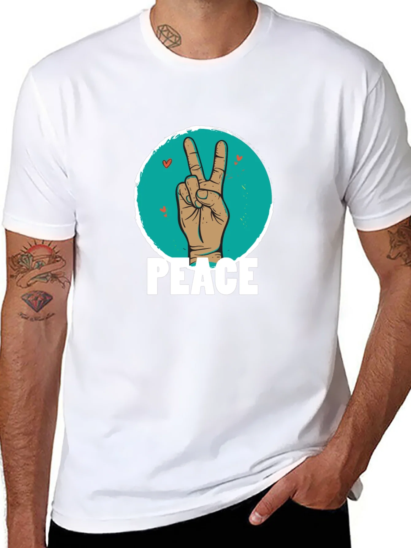 Rebbecca Peace Sign Hand Graphic T-Shirt