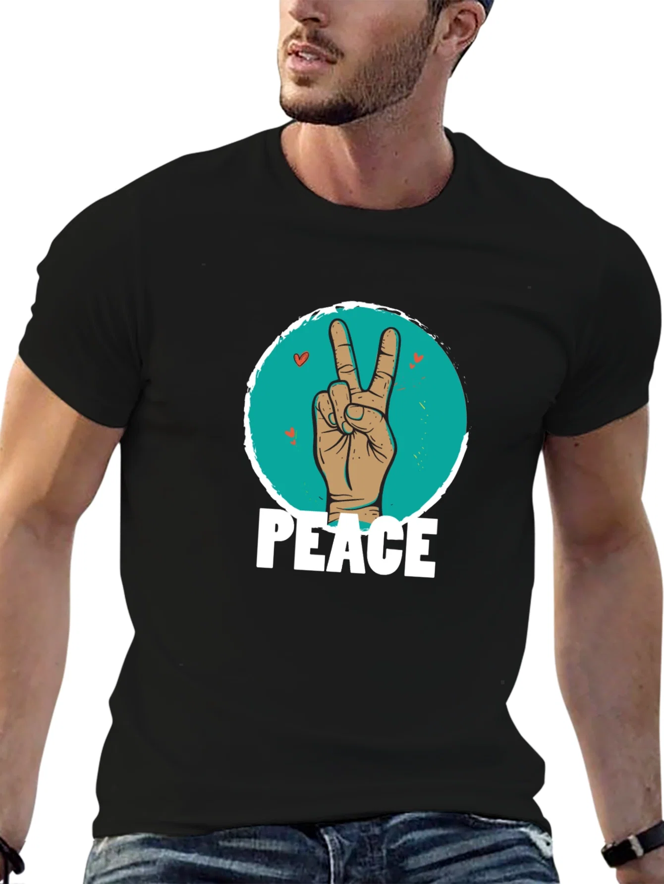 Rebbecca Peace Sign Hand Graphic T-Shirt
