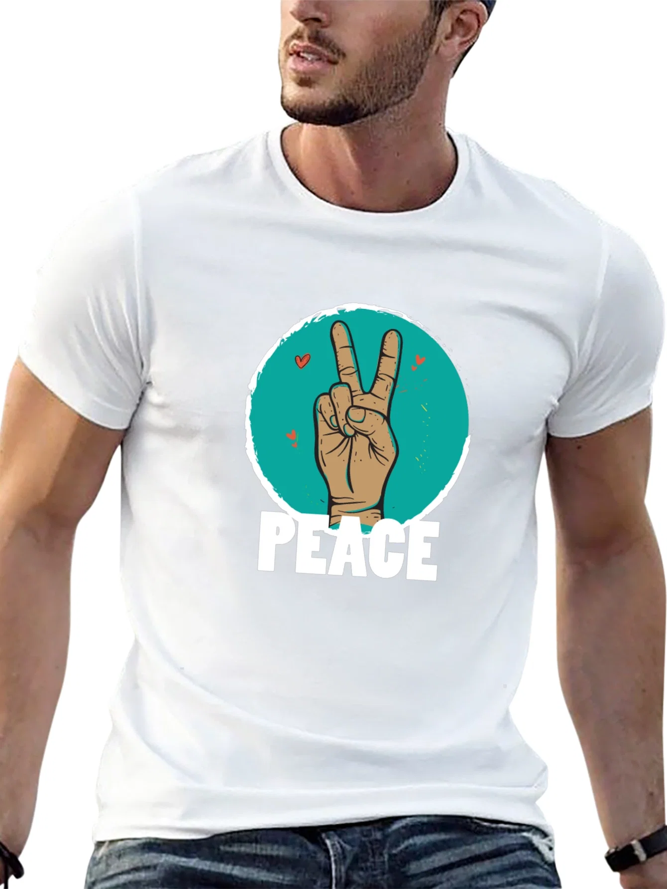 Rebbecca Peace Sign Hand Graphic T-Shirt