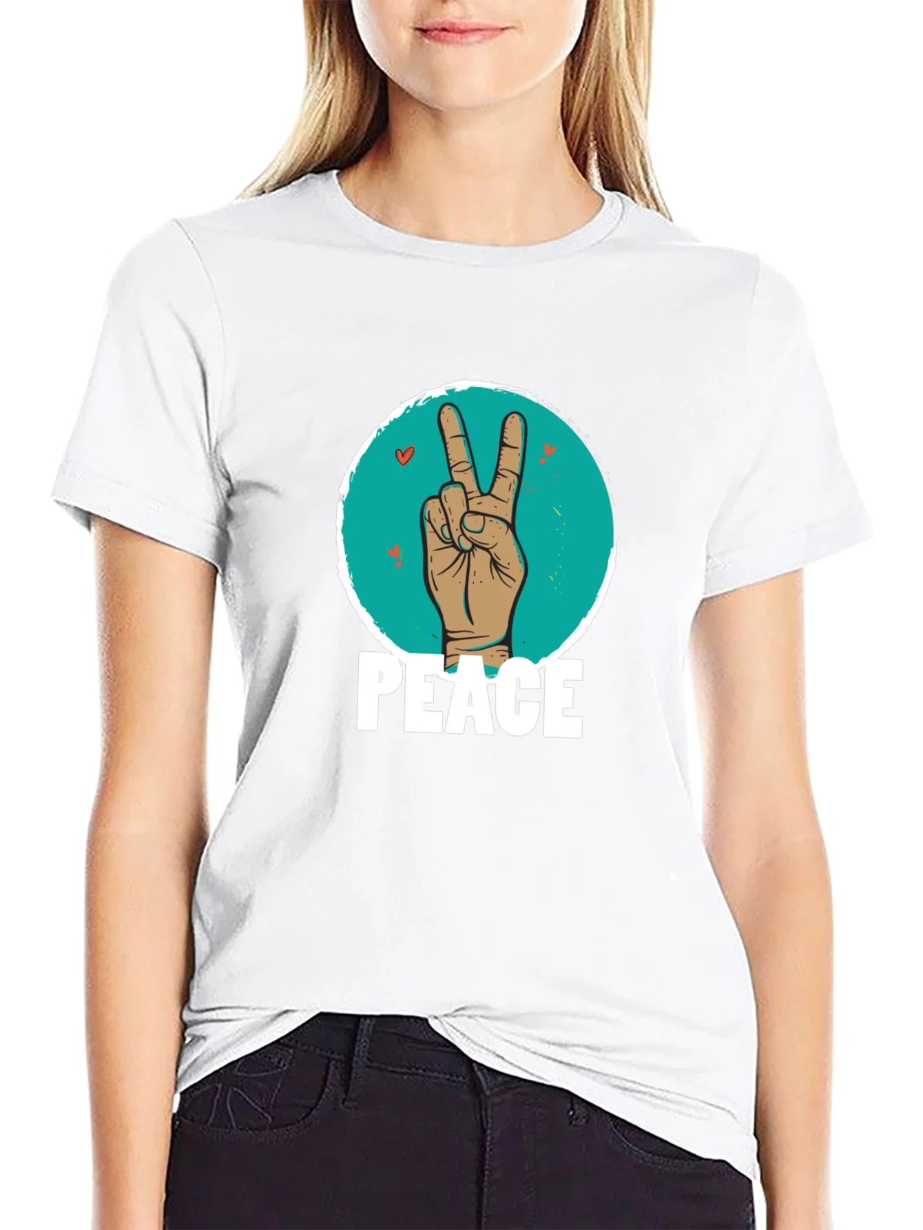 Rebbecca Peace Sign Hand Graphic T-Shirt