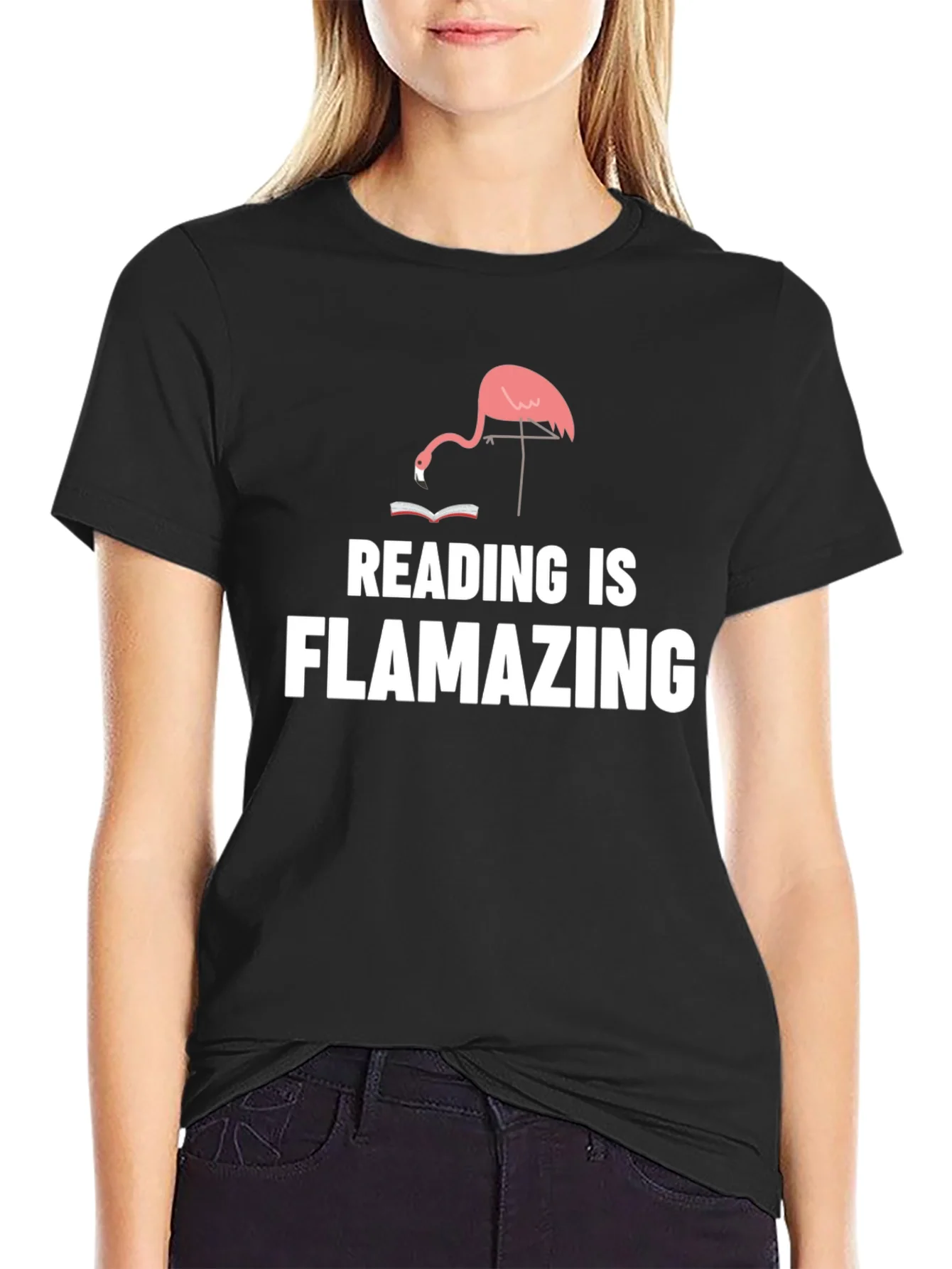 Camiseta Negra Flamenco Lector - ?Flamazing!