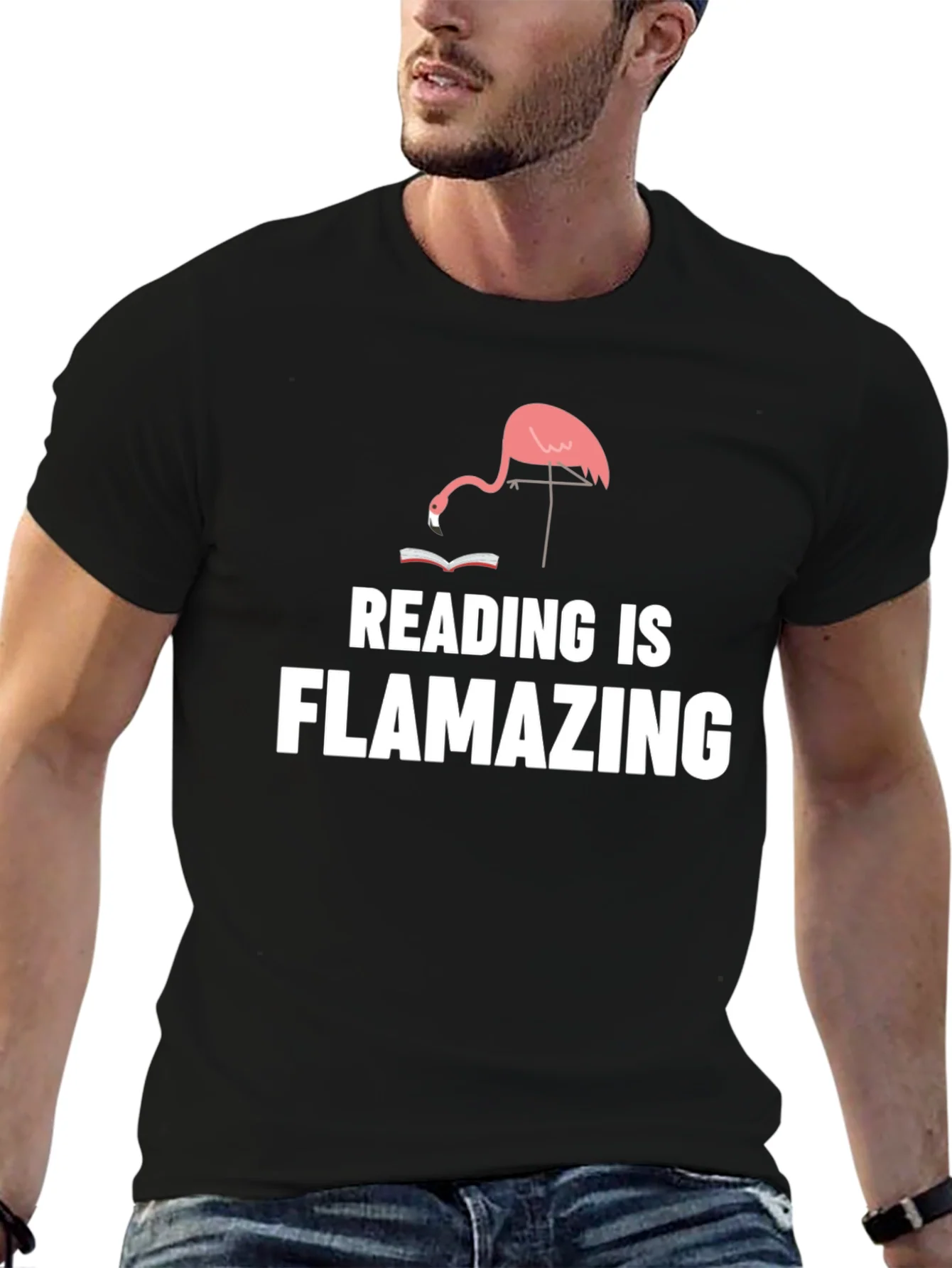Camiseta Negra Flamenco Lector - ?Flamazing!