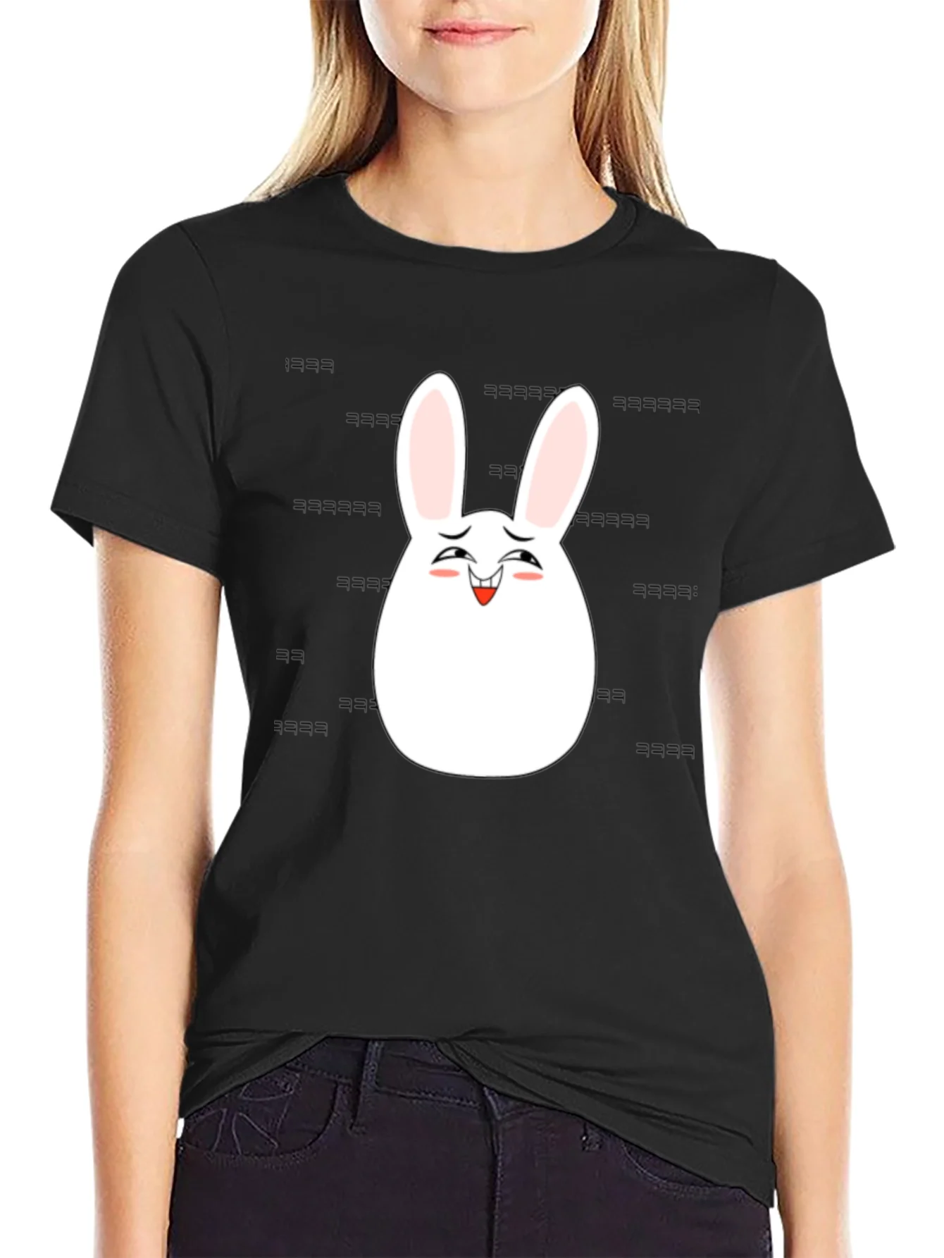 Rebbecca Funny Easter Bunny Laughing Graphic Tee - Black
