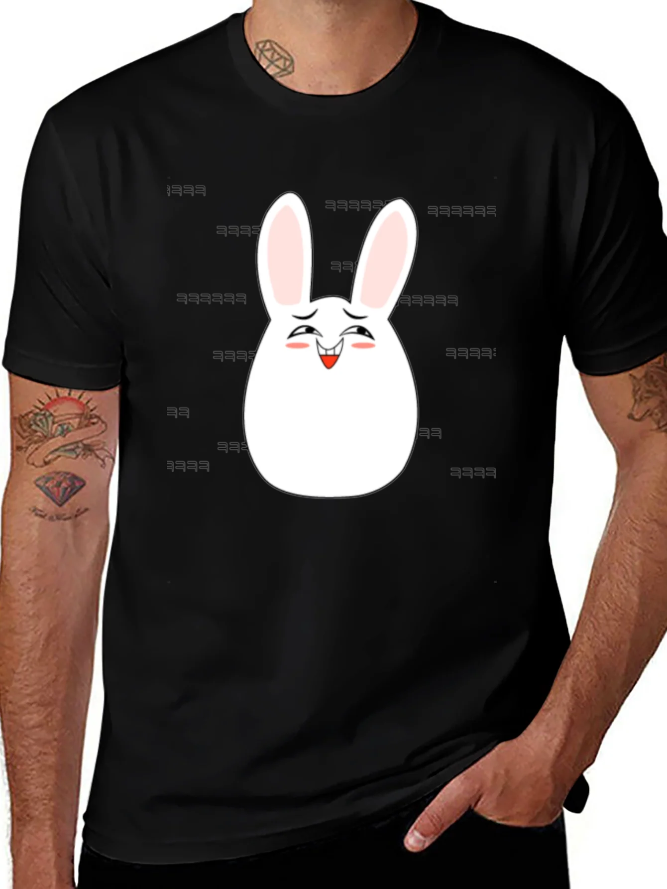 Rebbecca Funny Easter Bunny Laughing Graphic Tee - Black
