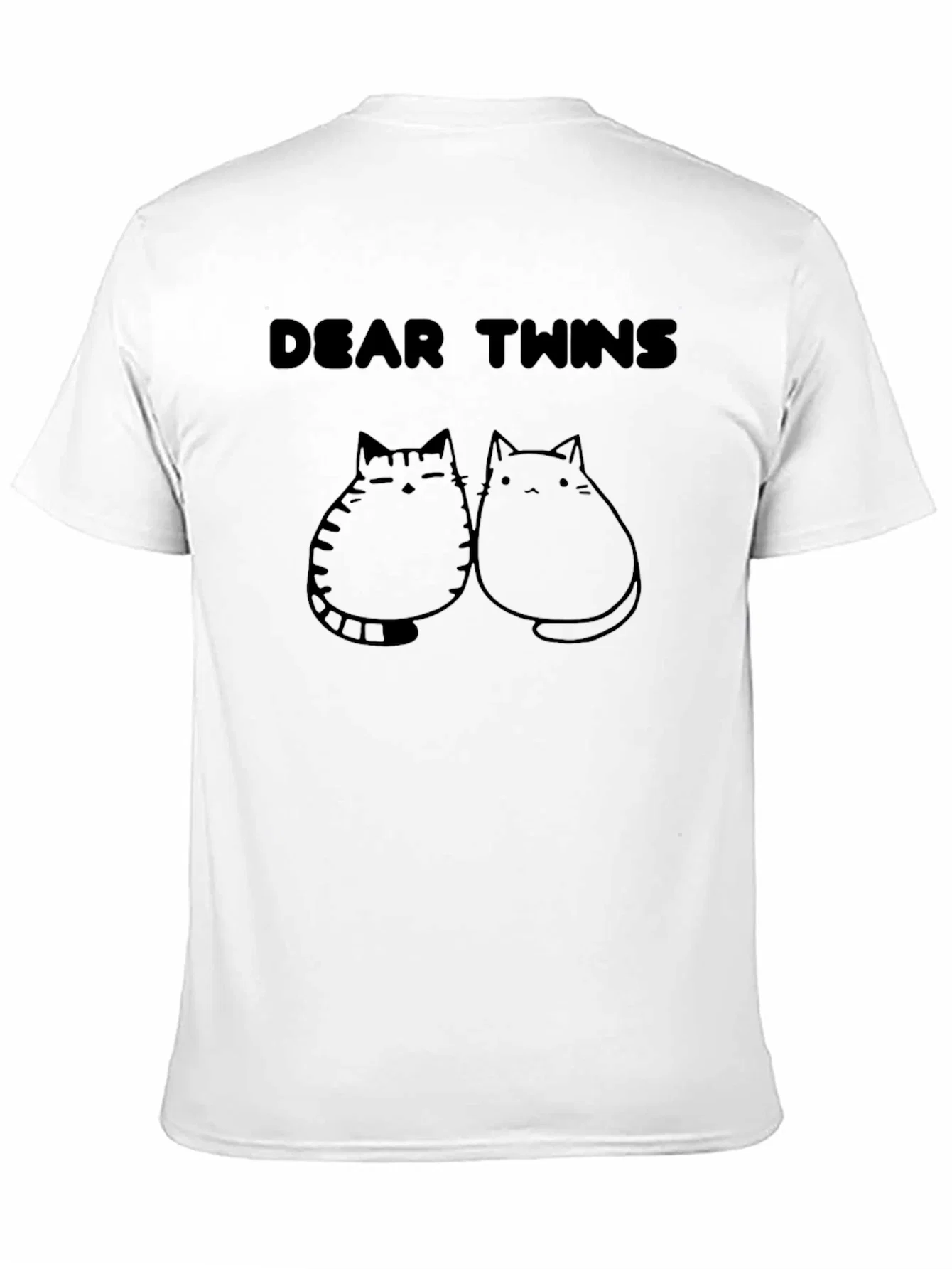 Rebbecca Dear Twins Cat Graphic Black T-Shirt