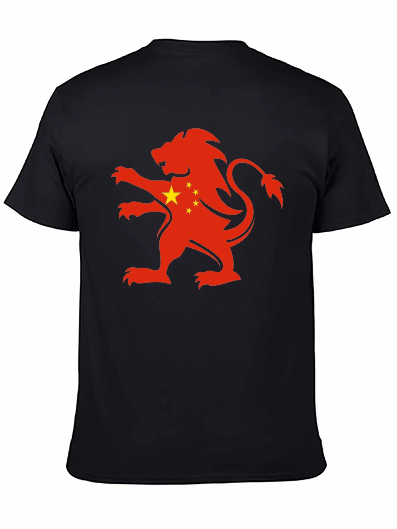 Rebbecca China Flag Lion Graphic Black T-Shirt