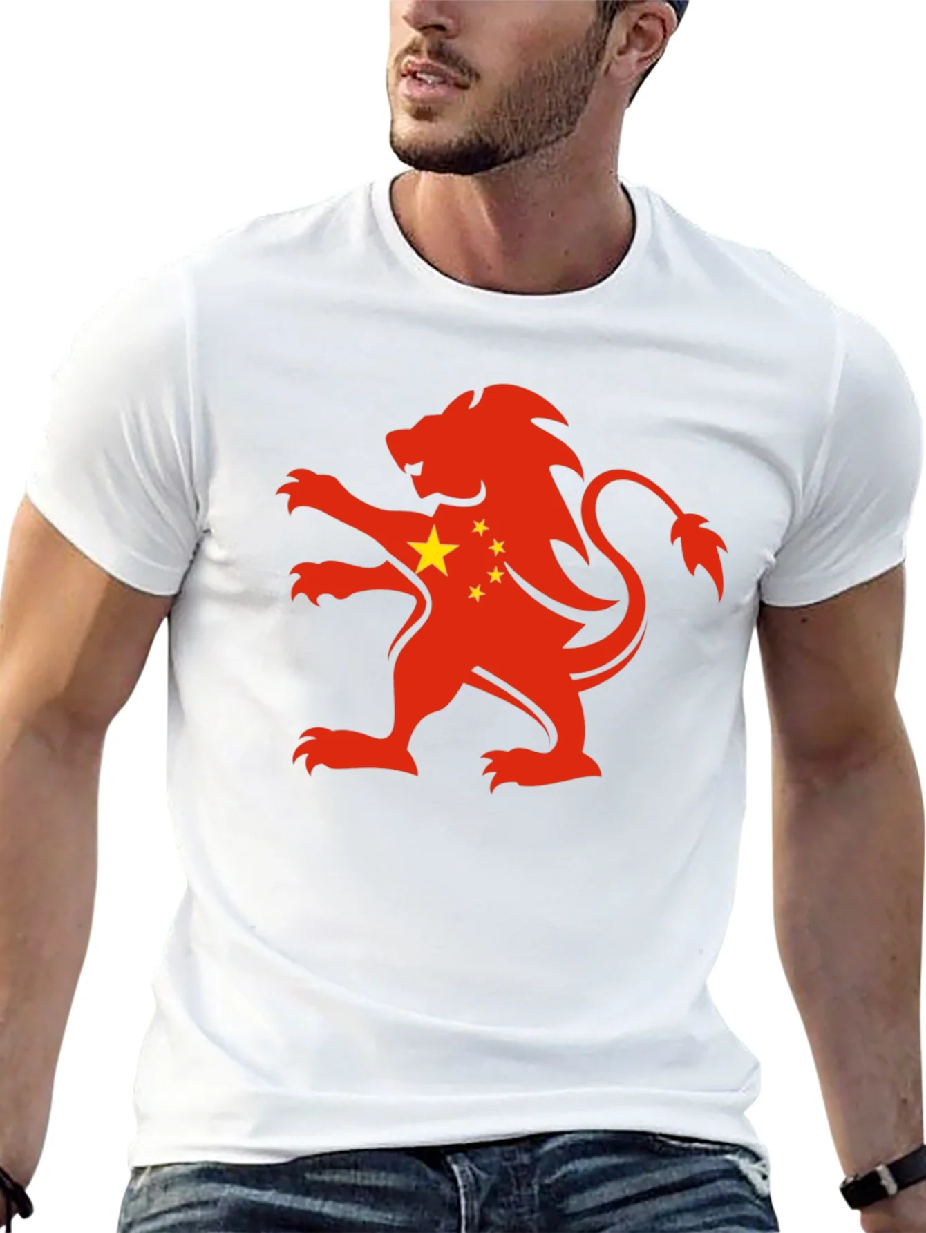 Rebbecca China Flag Lion Graphic Black T-Shirt