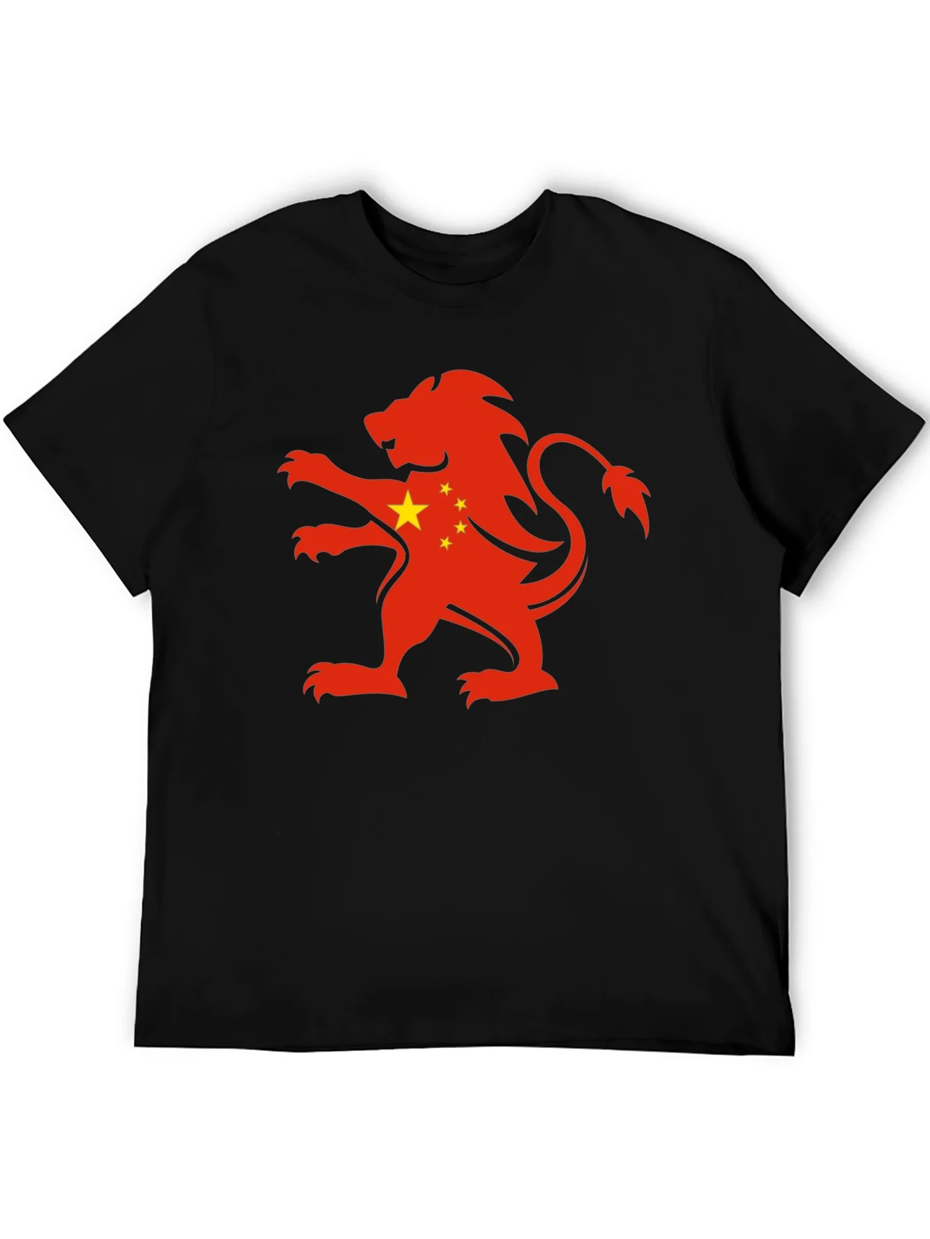 Rebbecca China Flag Lion Graphic Black T-Shirt