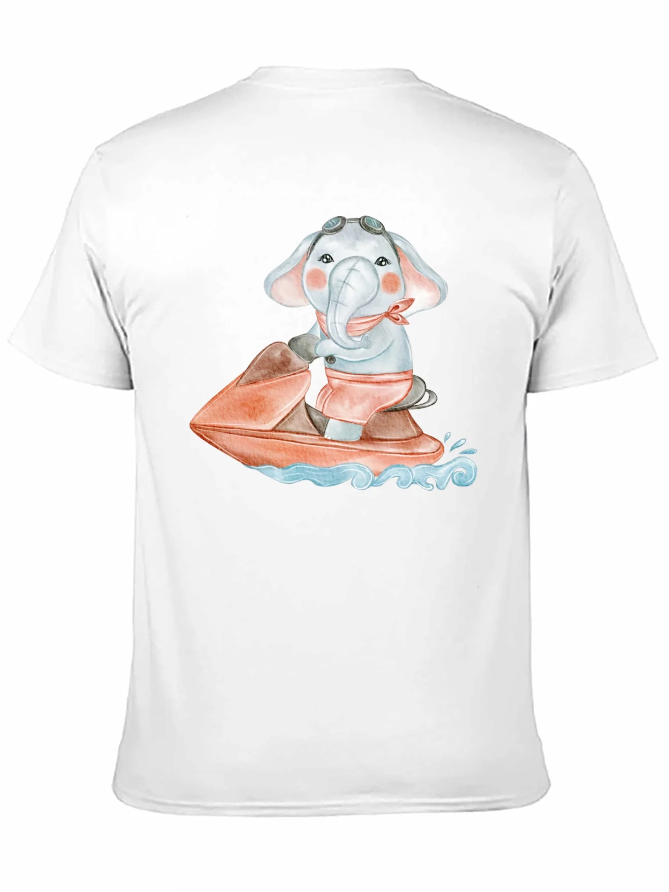 Camiseta Negra con Elefante en Moto Acu¨¢tica