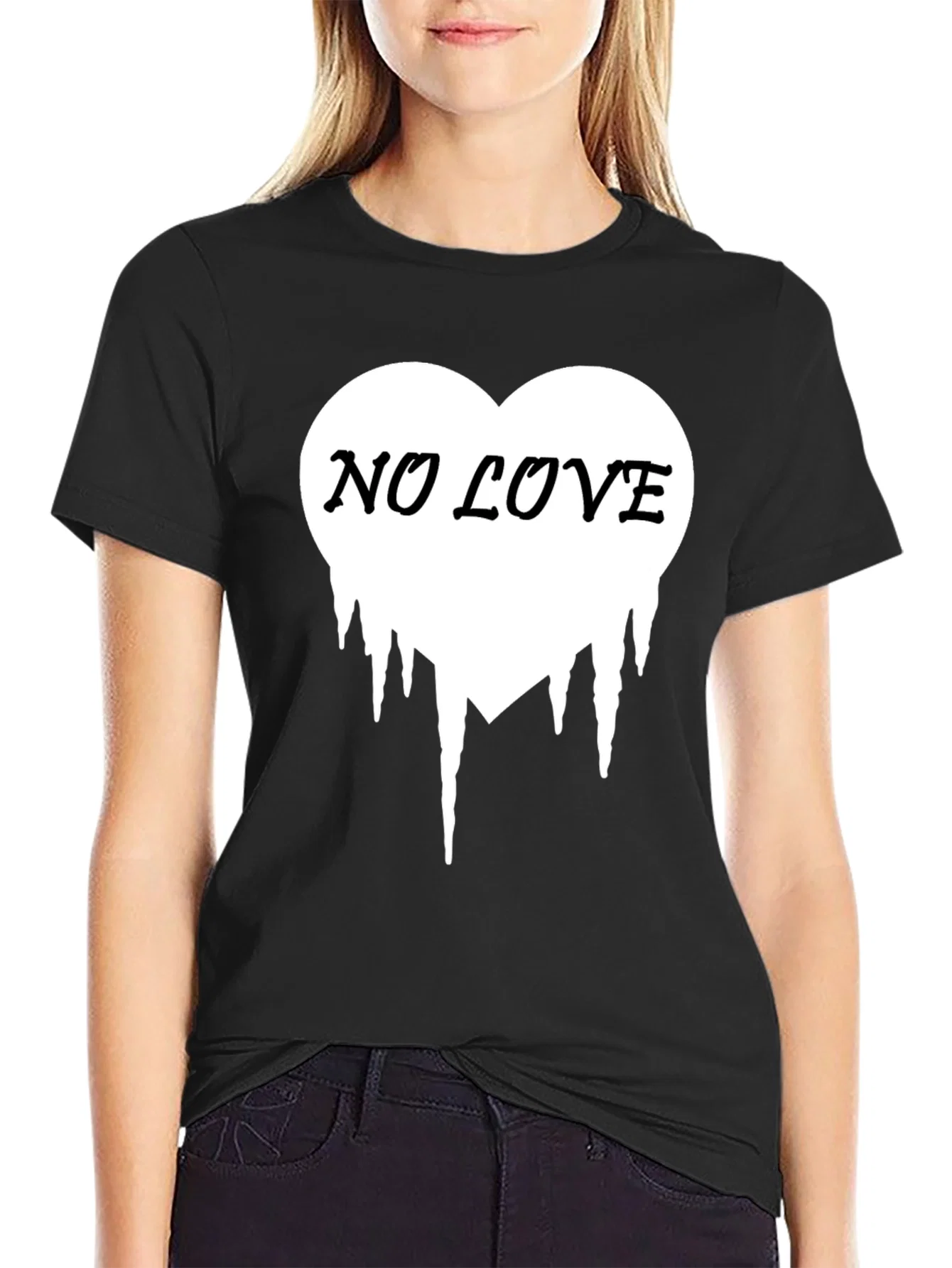 Rebbecca No Love Heart Drip Black T-Shirt