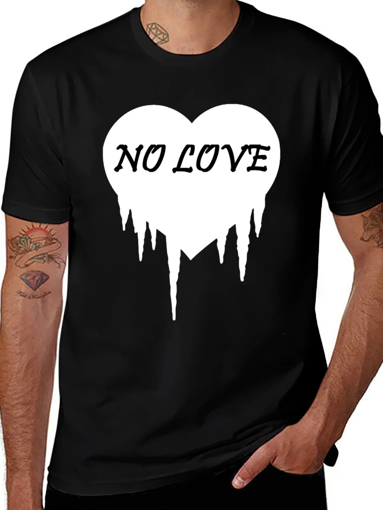 Rebbecca No Love Heart Drip Black T-Shirt