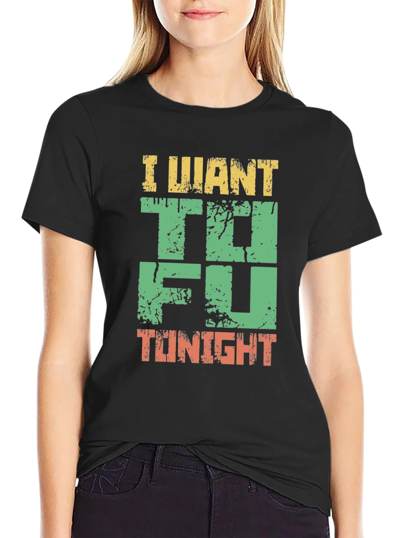 Rebbecca I Want Tofu Tonight Graphic T-Shirt - Black