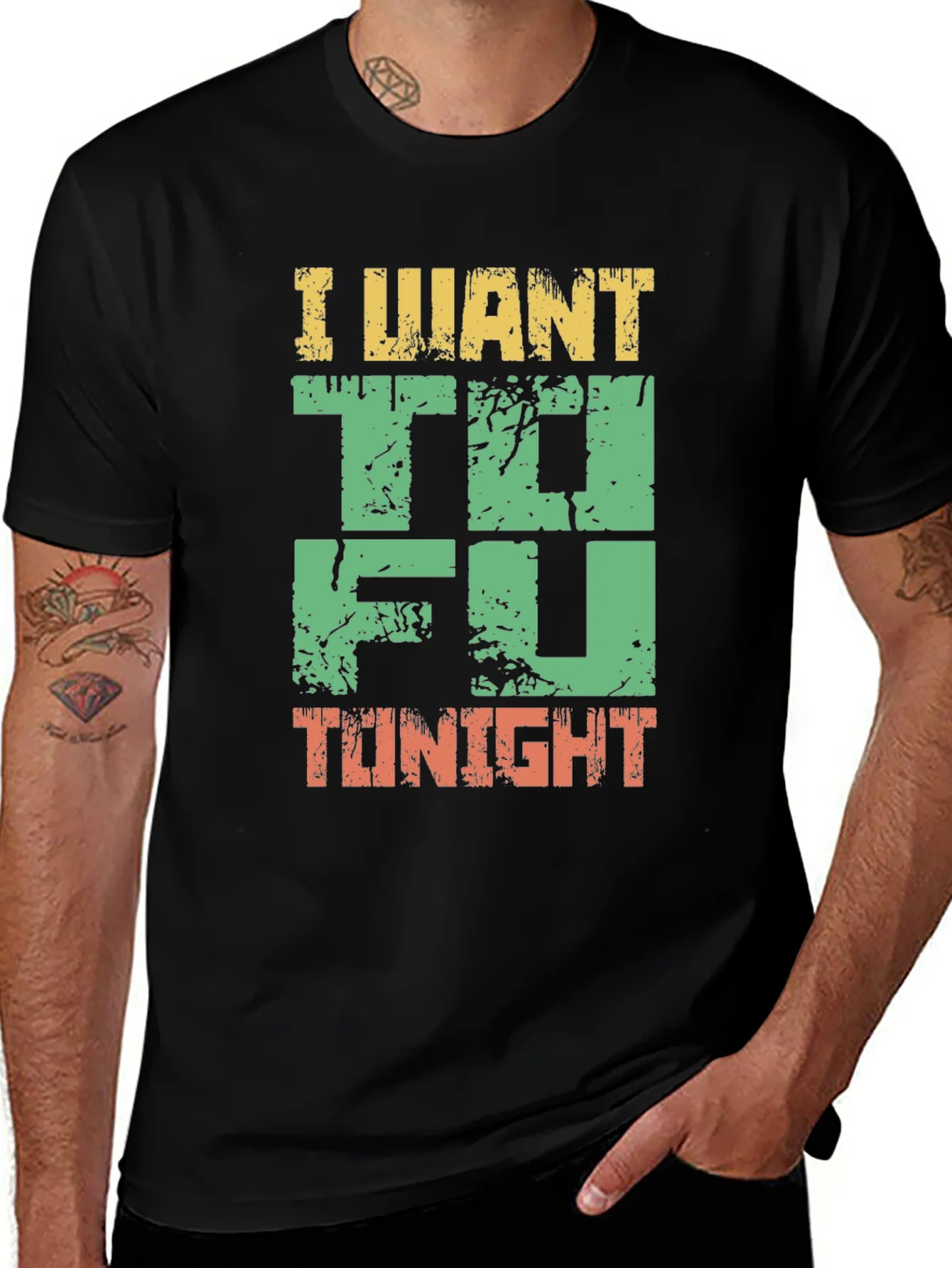 Rebbecca I Want Tofu Tonight Graphic T-Shirt - Black