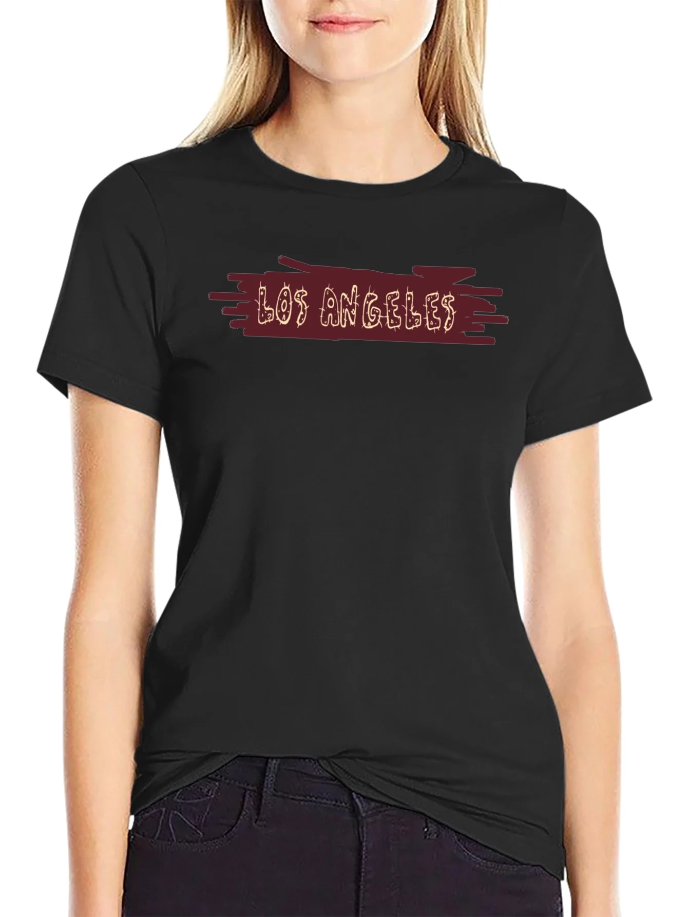 Camiseta Hombre Negra Los ¨¢ngeles Casual