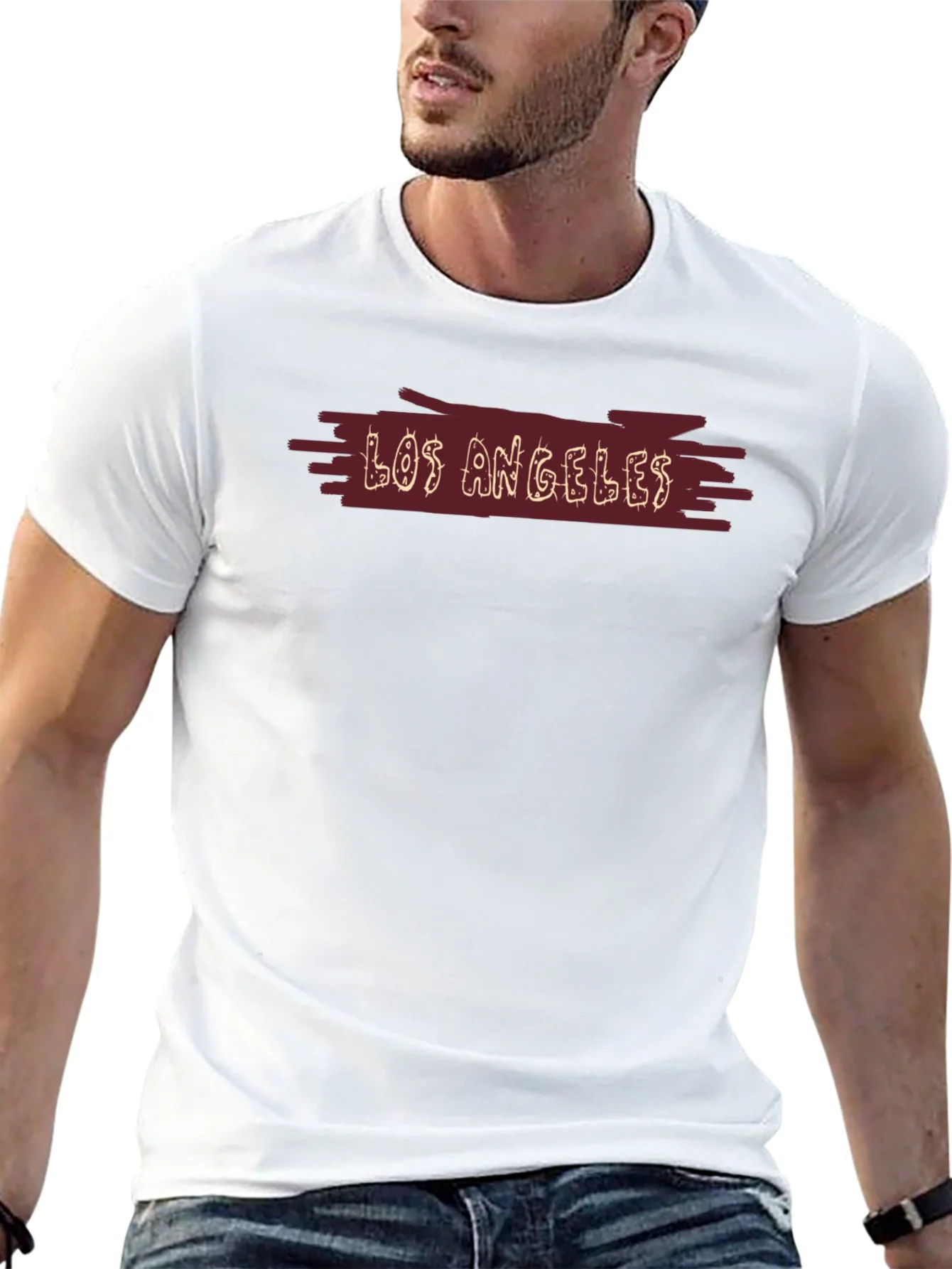 Camiseta Hombre Negra Los ¨¢ngeles Casual