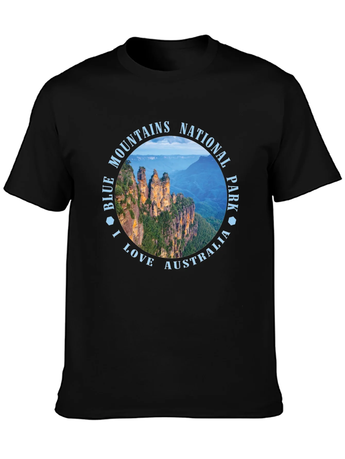 Camiseta Negra Blue Mountains Australia