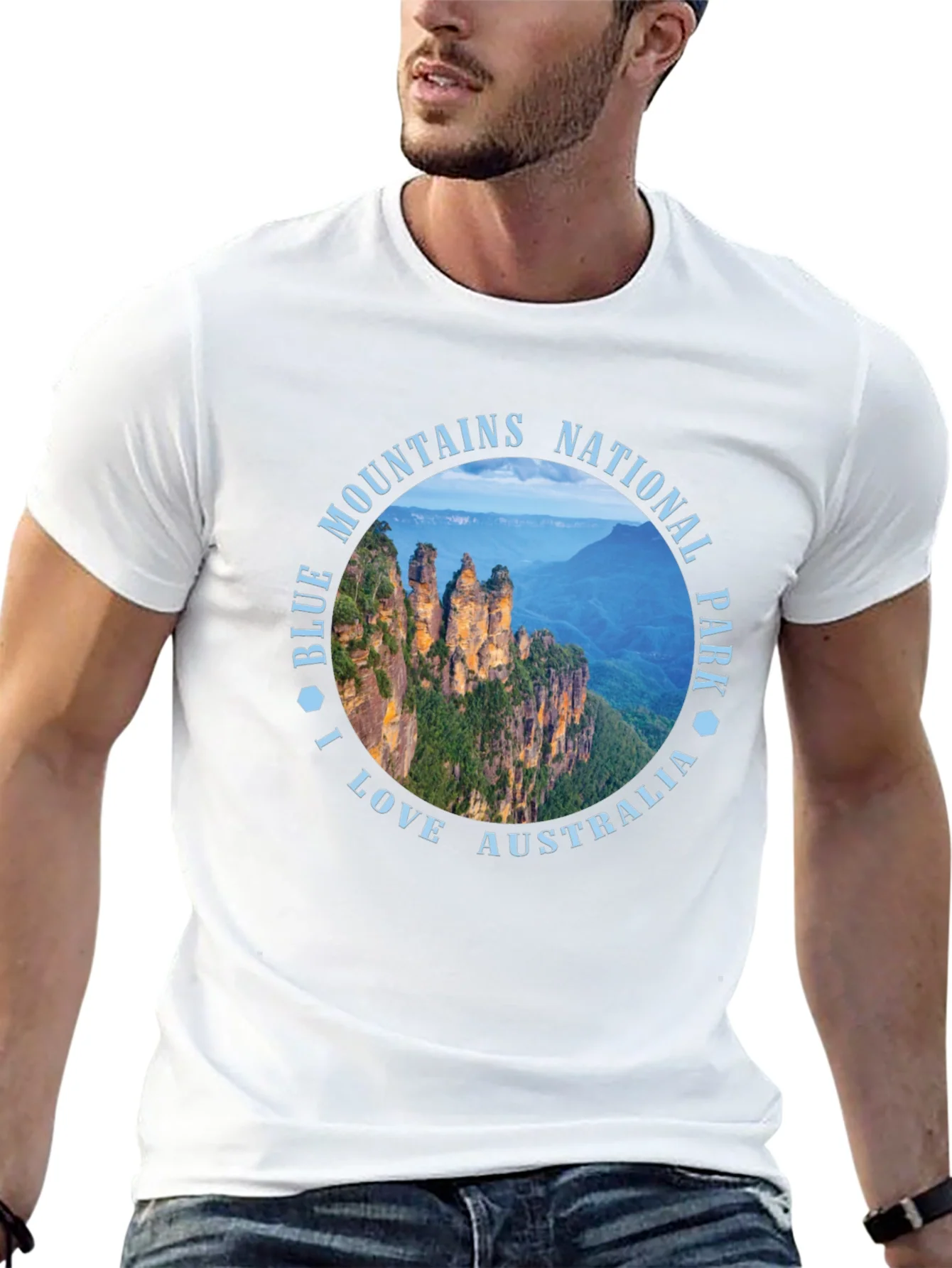 Camiseta Negra Blue Mountains Australia