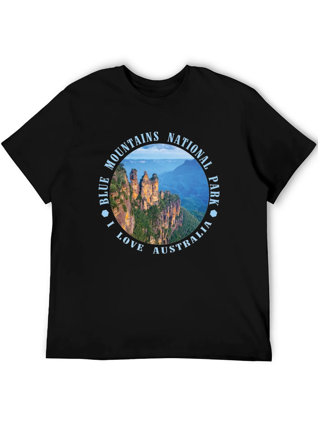 Camiseta Negra Blue Mountains Australia