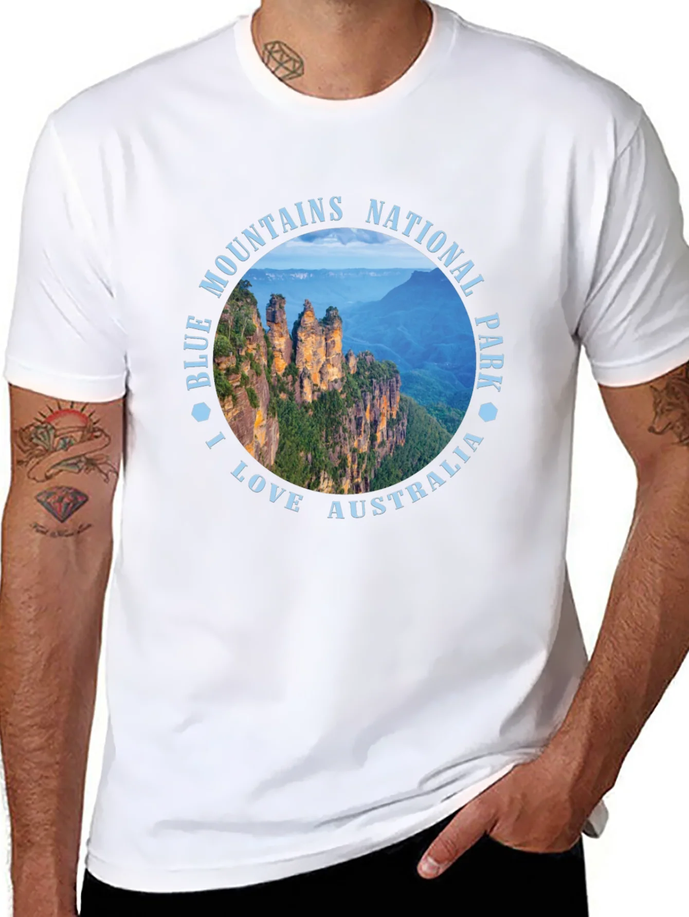 Camiseta Negra Blue Mountains Australia