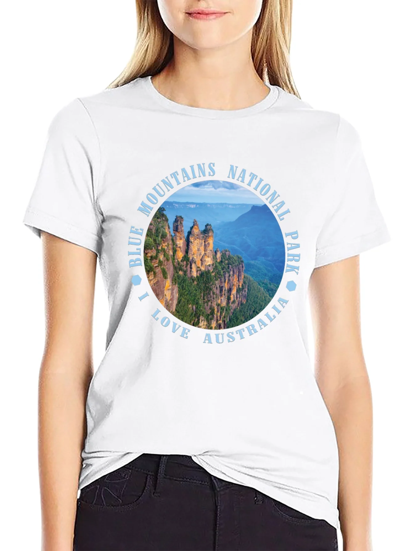 Camiseta Negra Blue Mountains Australia