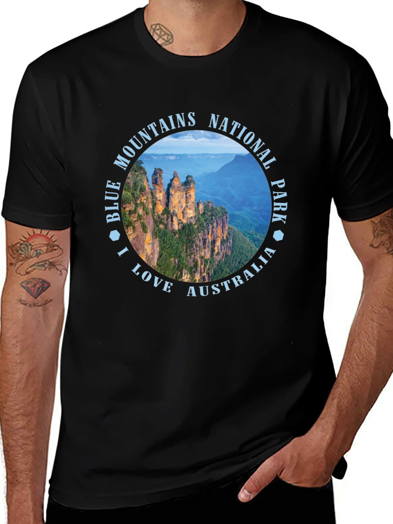 Camiseta Negra Blue Mountains Australia