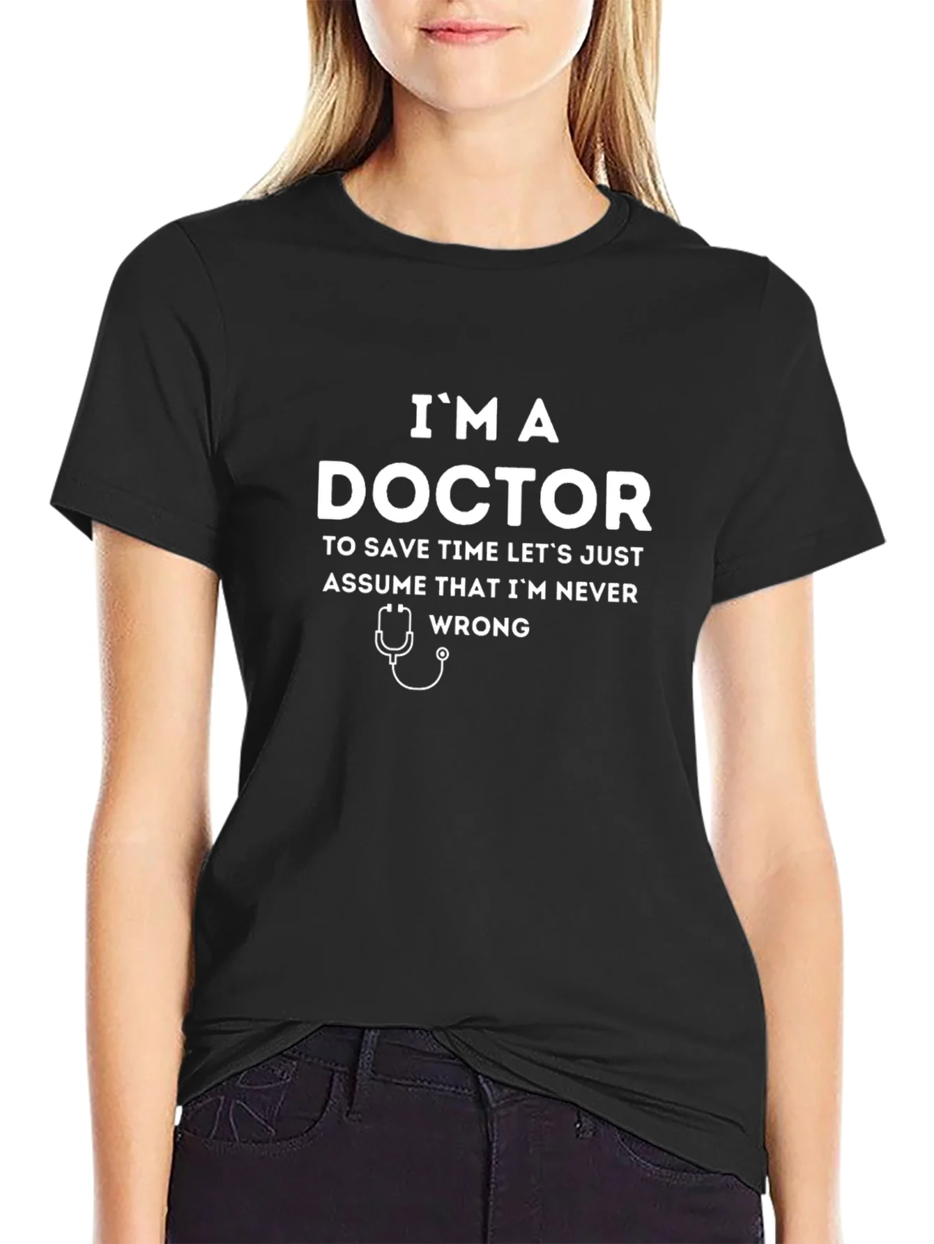 Camiseta Negra Divertida Soy Doctor Siempre Tengo Raz¨®n