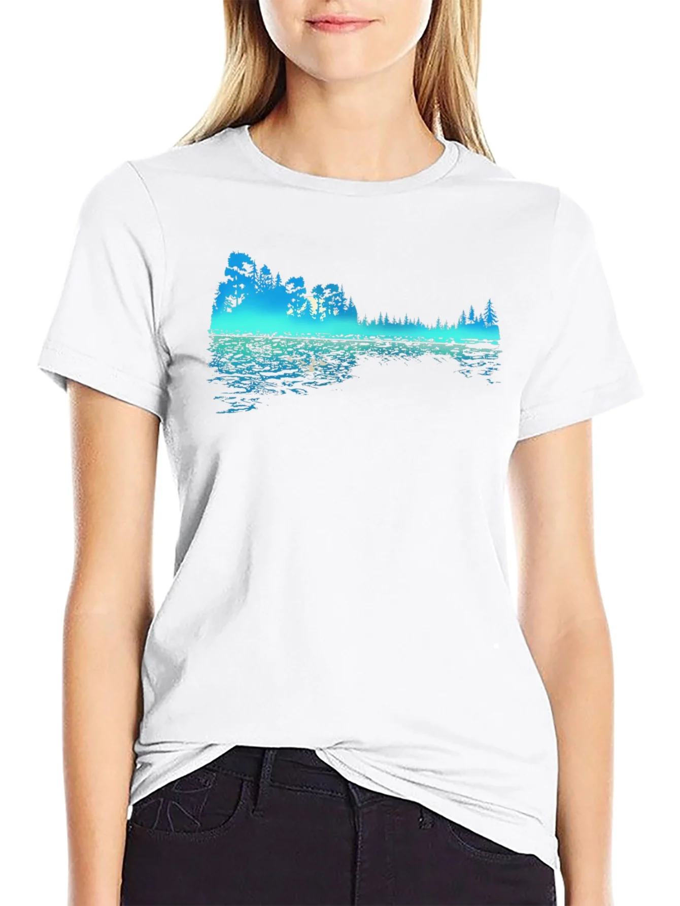 Rebbecca Nature Reflection Graphic Black T-Shirt