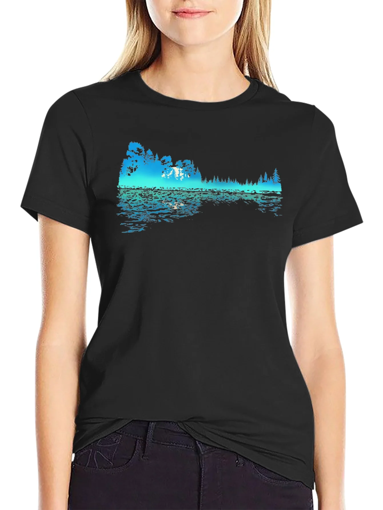 Rebbecca Nature Reflection Graphic Black T-Shirt