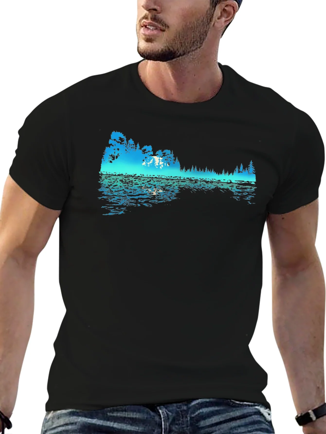 Rebbecca Nature Reflection Graphic Black T-Shirt