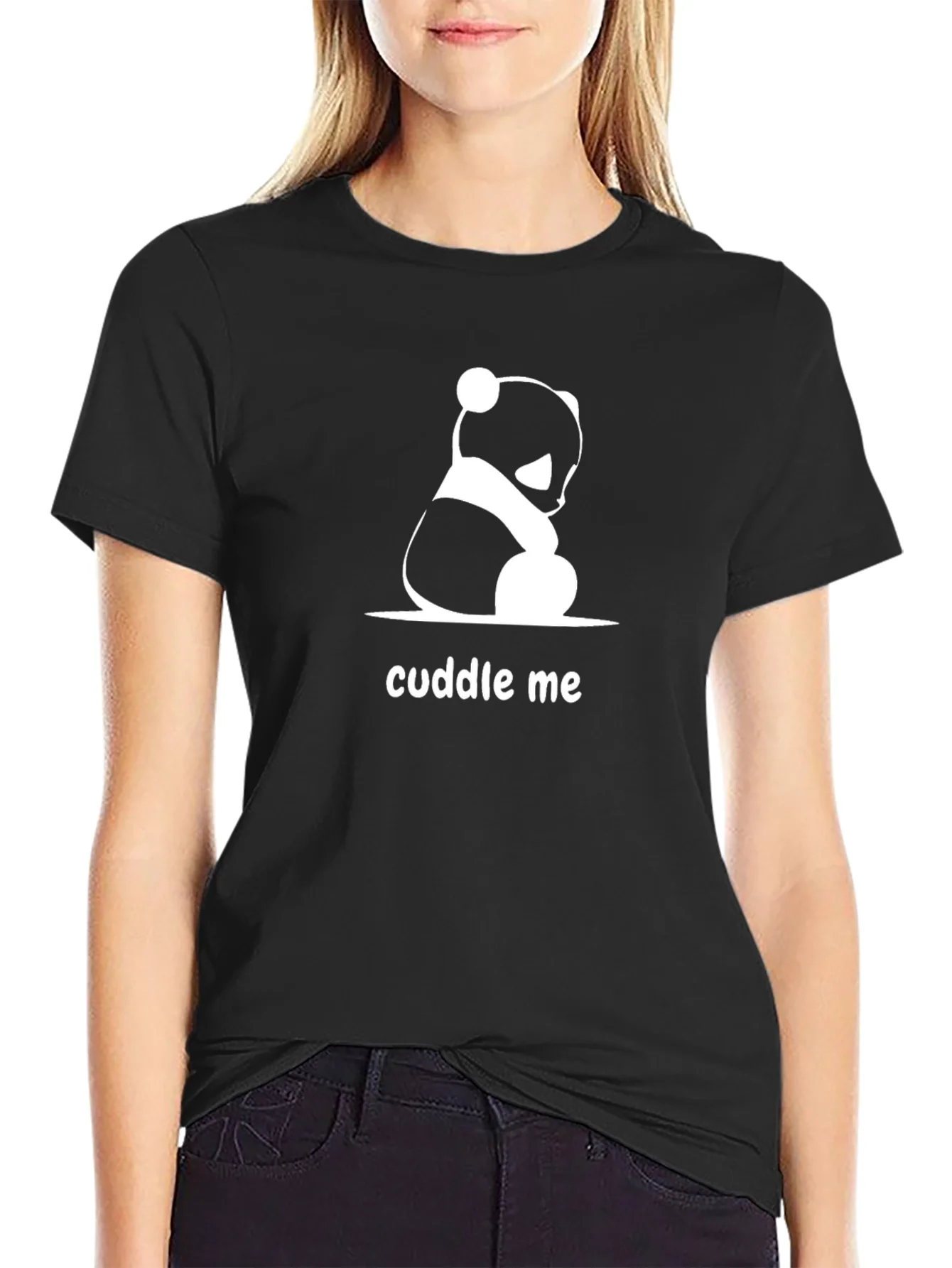 Rebbecca Cuddle Me Panda Bear Black T-Shirt