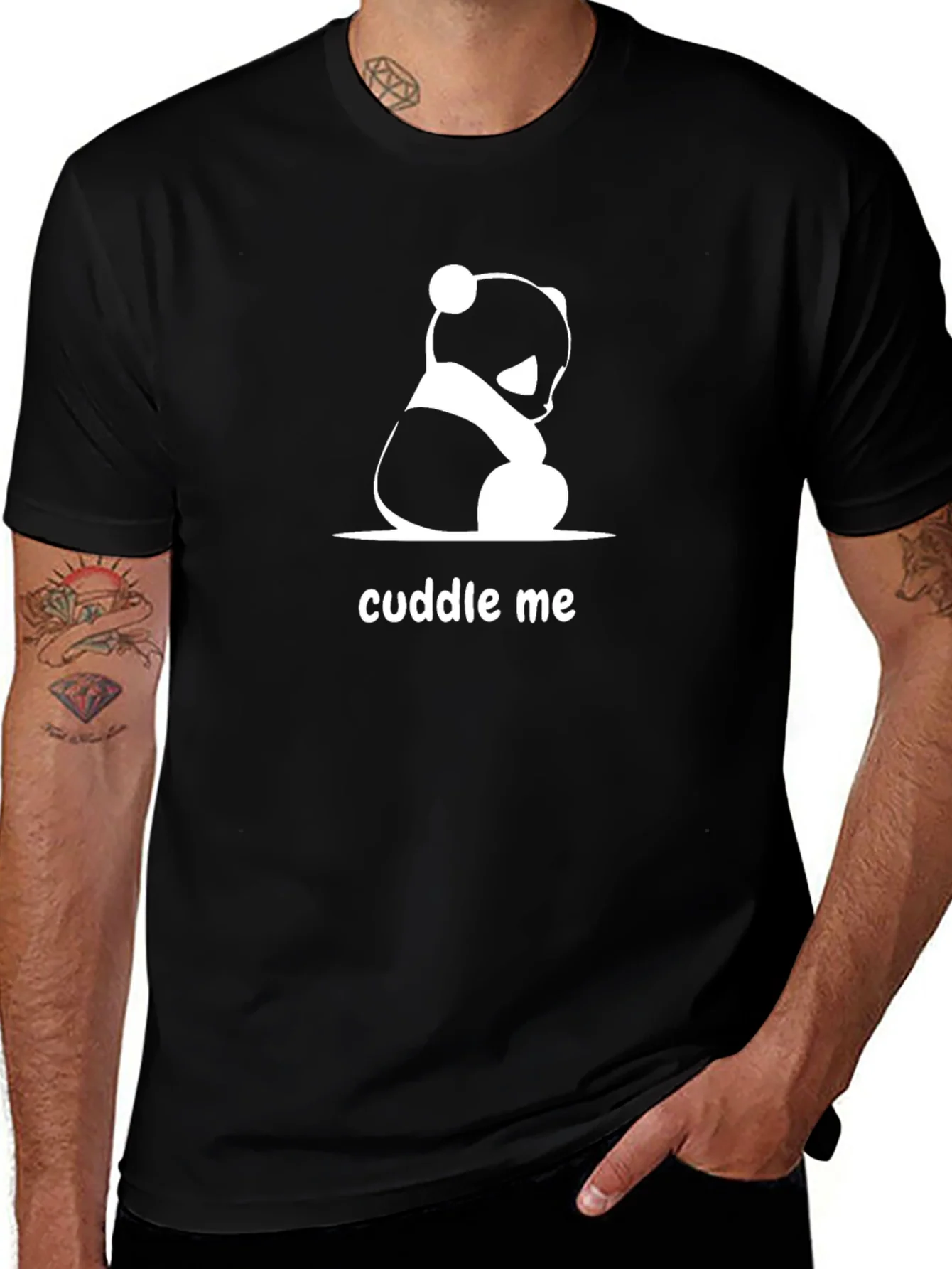 Rebbecca Cuddle Me Panda Bear Black T-Shirt