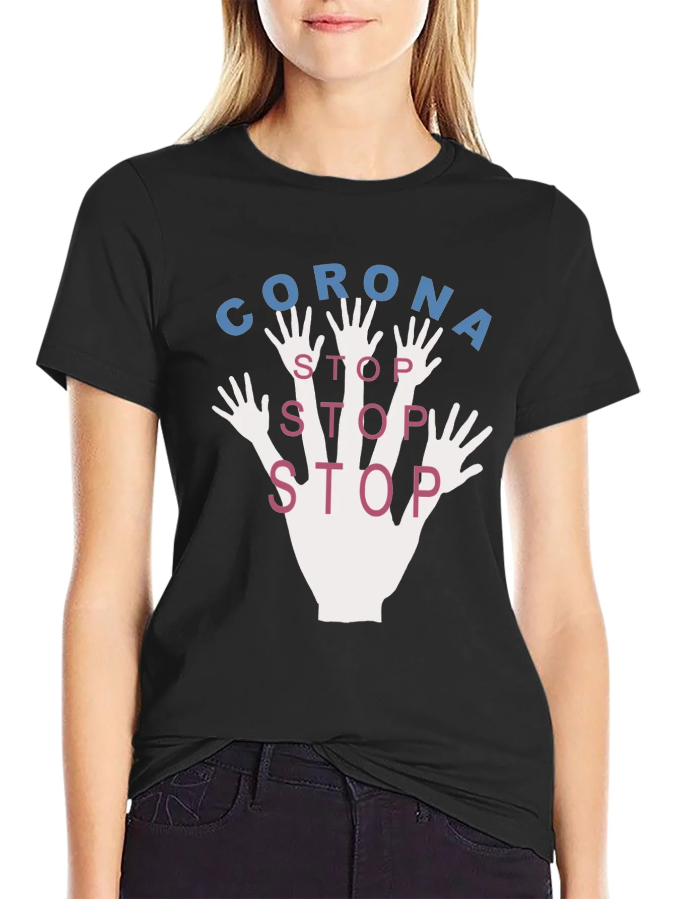 Rebbecca Corona Stop Graphic T-Shirt